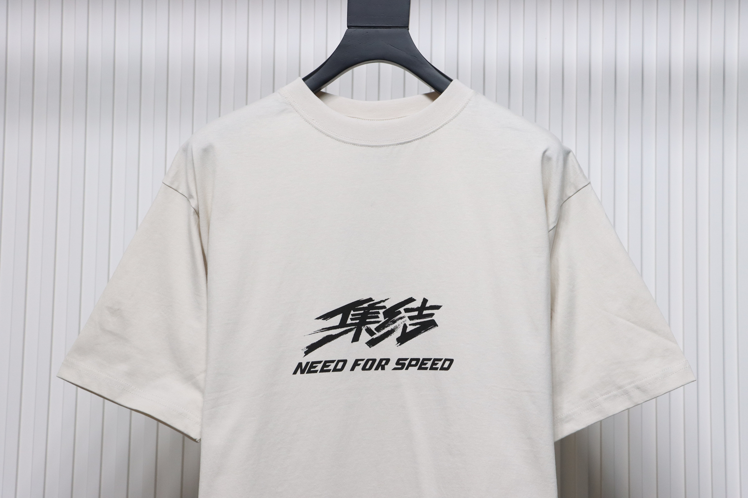 Balenciaga 24ss Gathered Print Back Tape Printed Short Sleeve White