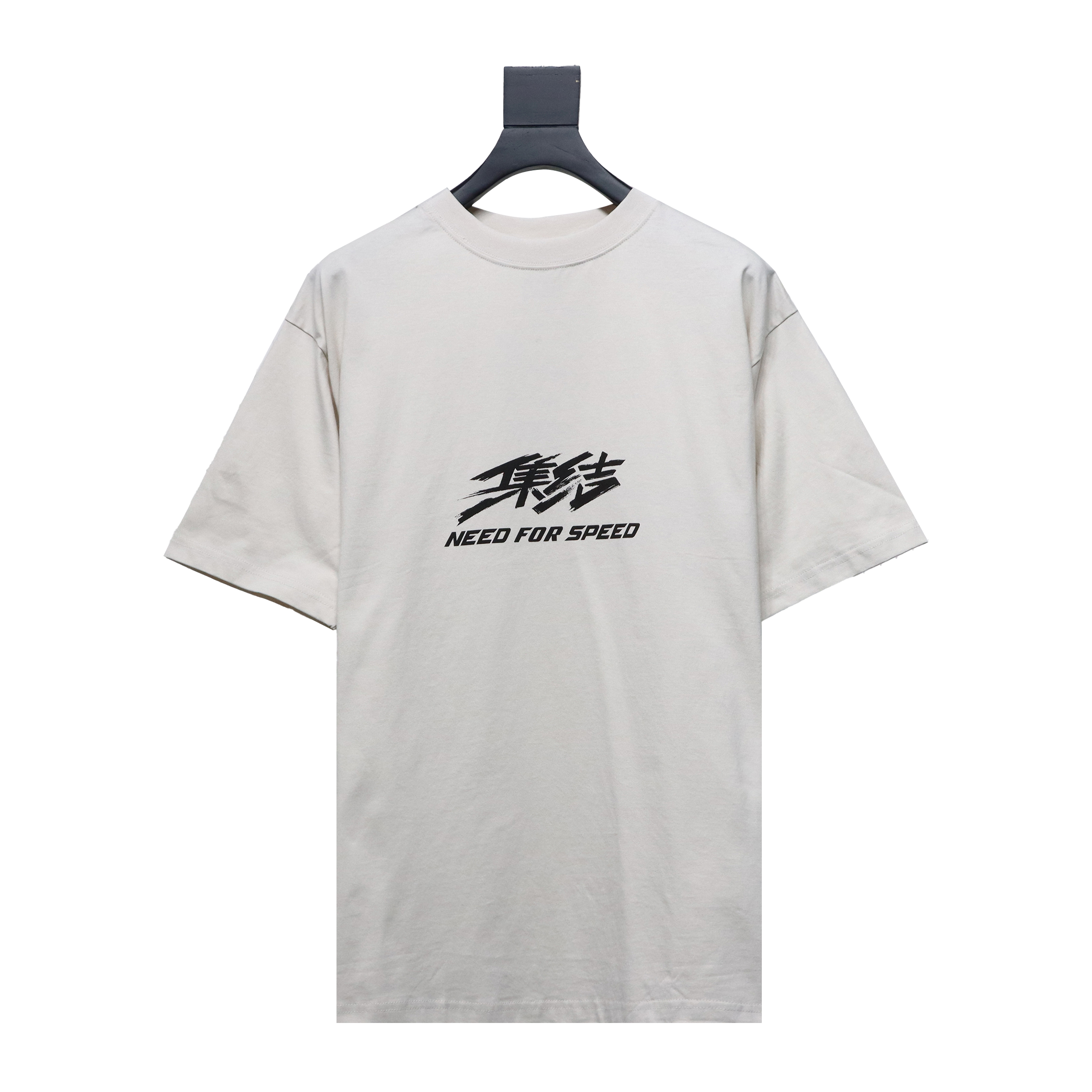 Balenciaga 24ss Gathered Print Back Tape Printed Short Sleeve White