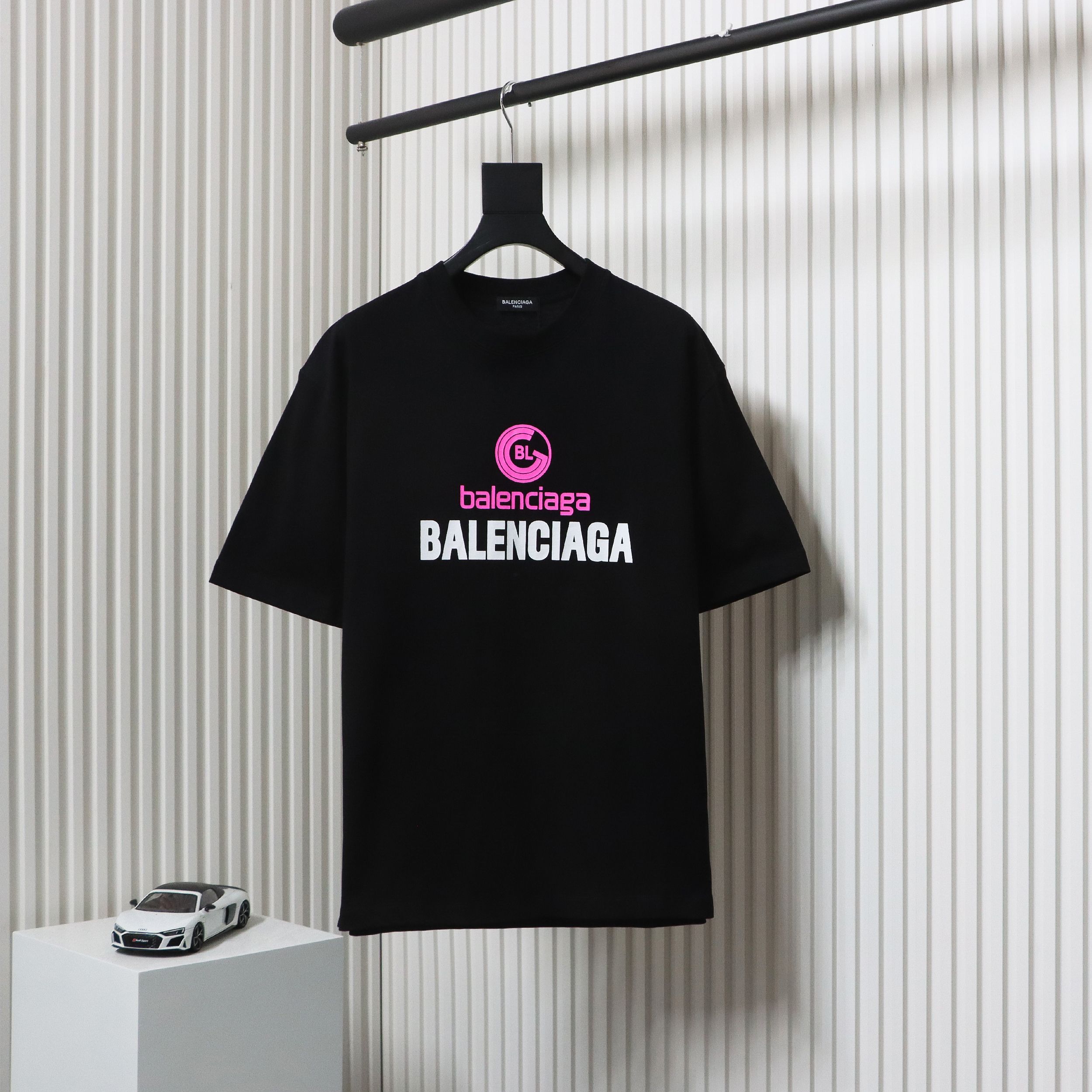 Balenciaga 24ss letter logo print short sleeve black