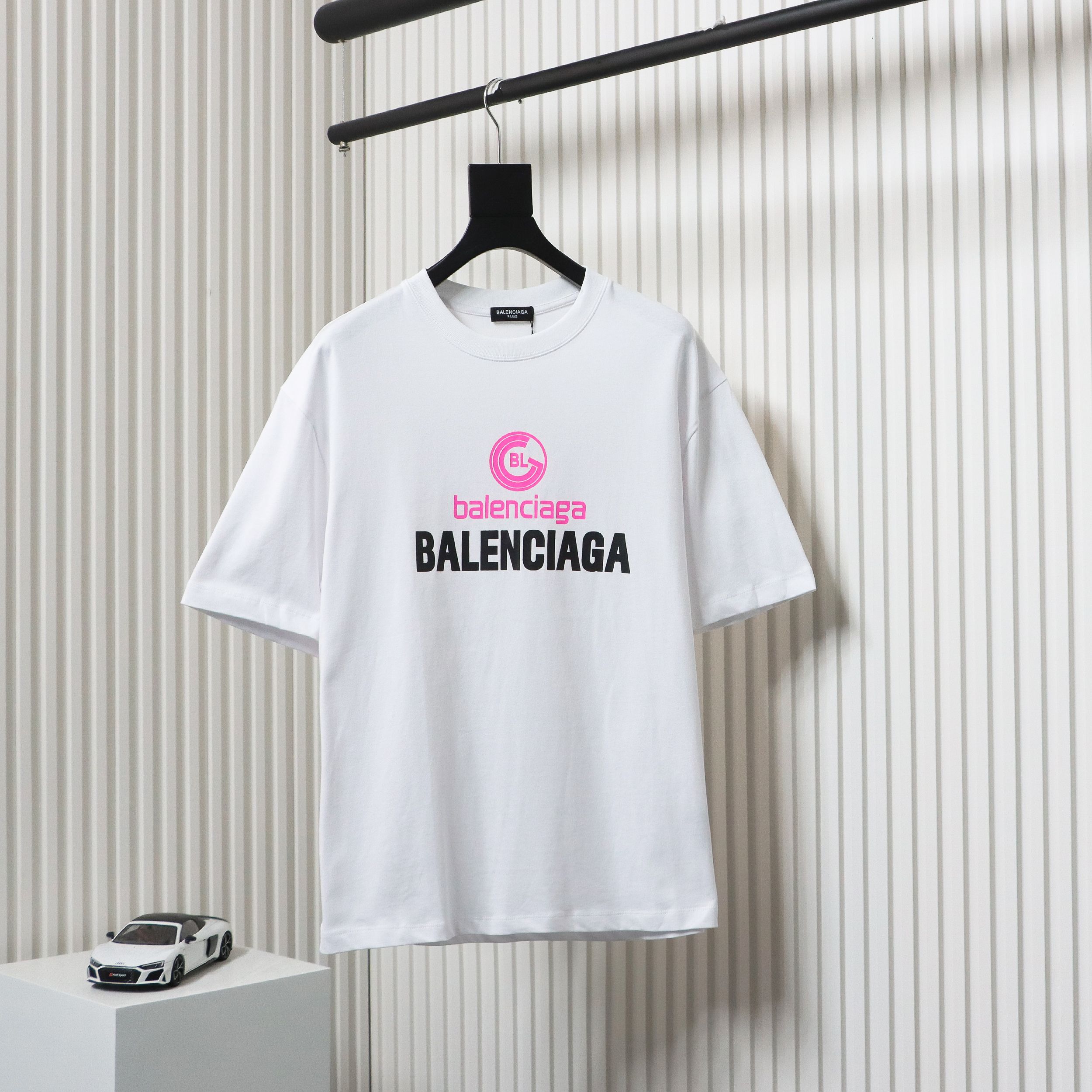 Balenciaga 24ss letter logo print short sleeve white