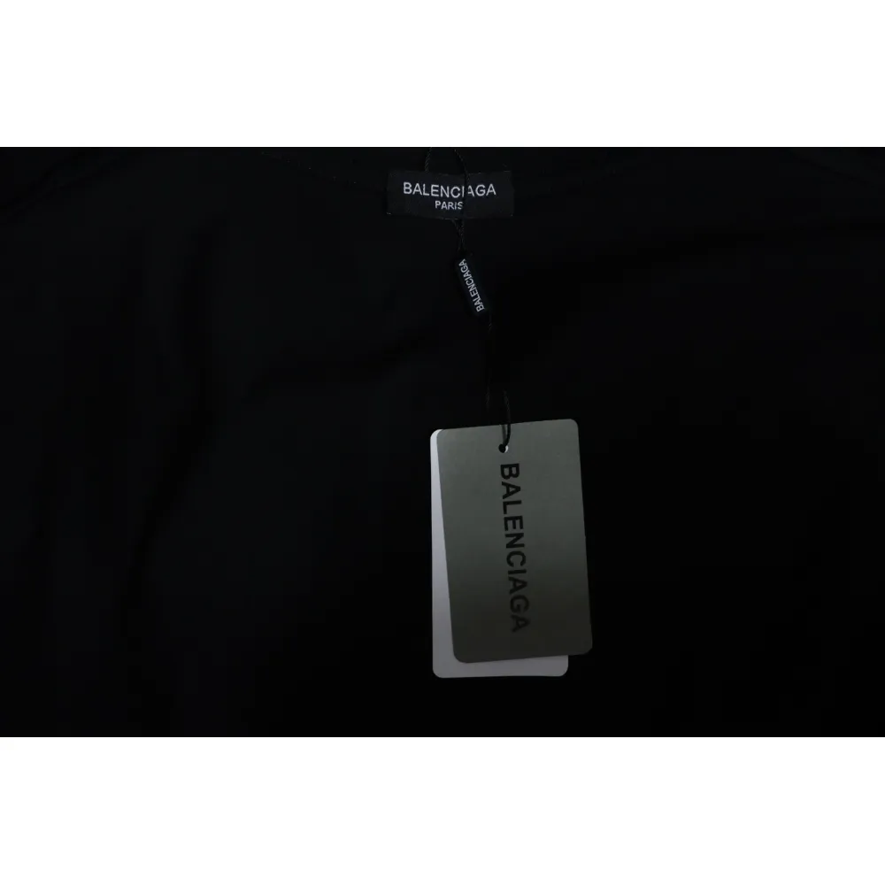 Balenciaga 24ss Mottled Distressed Letter Logo Short Sleeves Black