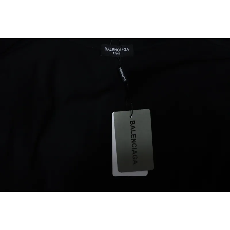Balenciaga 24ss Mottled Distressed Letter Logo Short Sleeves Black