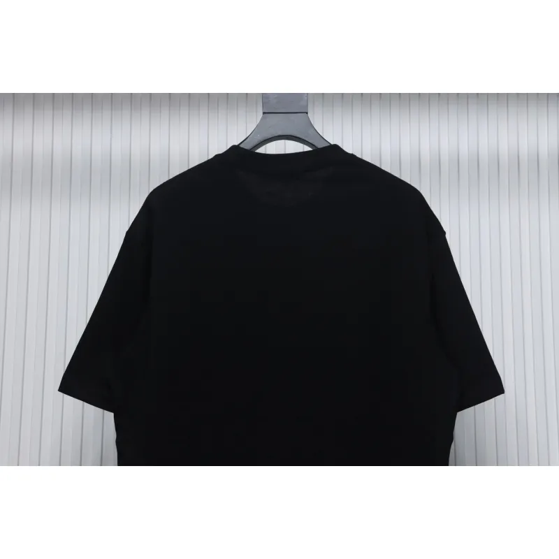 Balenciaga 24ss Mottled Distressed Letter Logo Short Sleeves Black