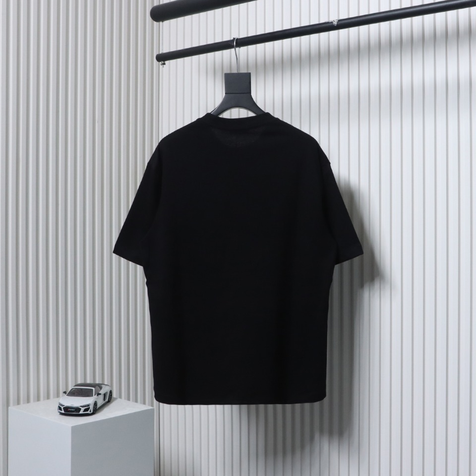 Balenciaga 24ss Mottled Distressed Letter Logo Short Sleeves Black