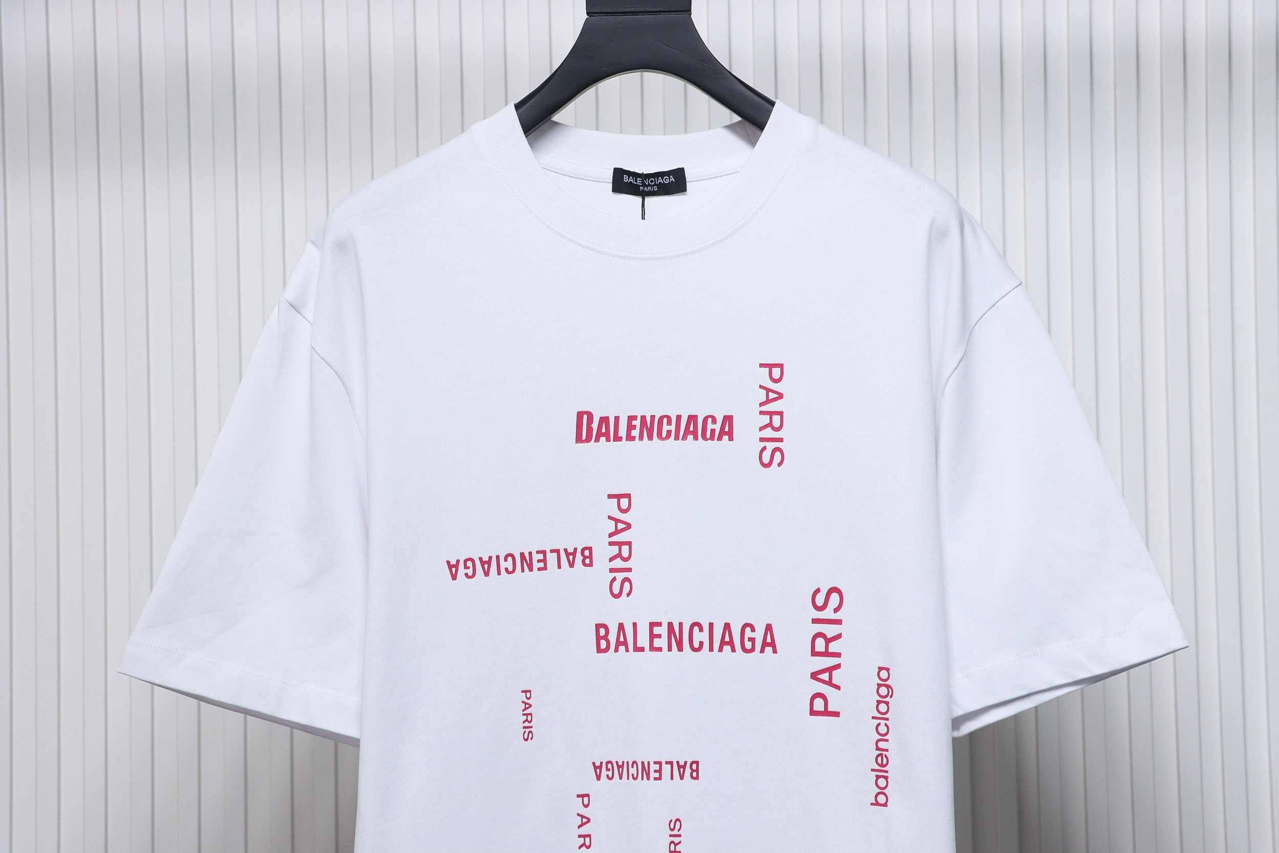 Balenciaga 24ss pink letter print short sleeve white