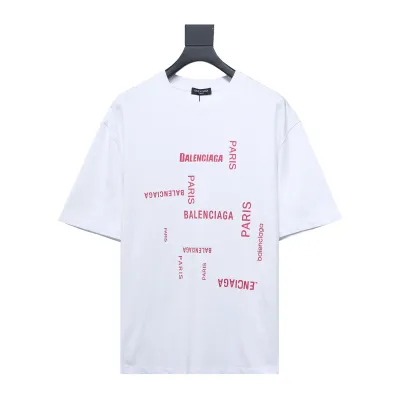 Balenciaga 24ss pink letter print short sleeve white 01