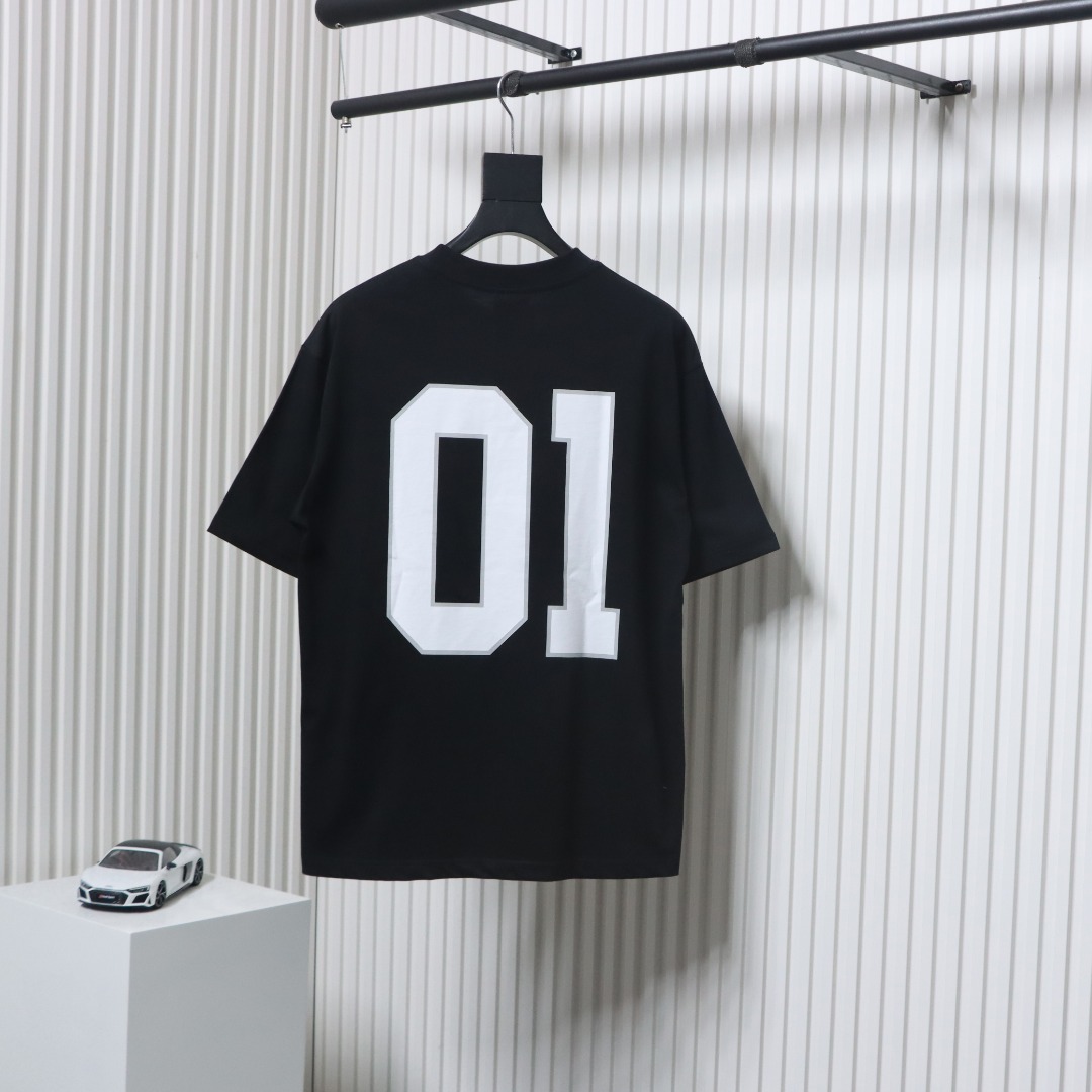 Balenciaga 25ss basketball embroidery 01 print short sleeve black