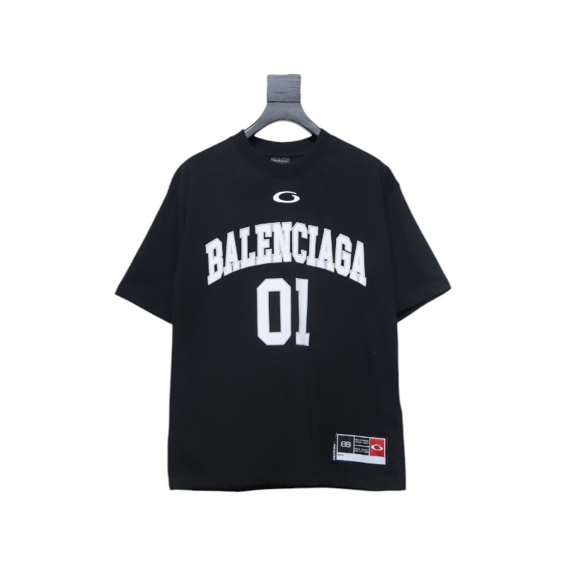 Balenciaga 25ss basketball embroidery 01 print short sleeve black