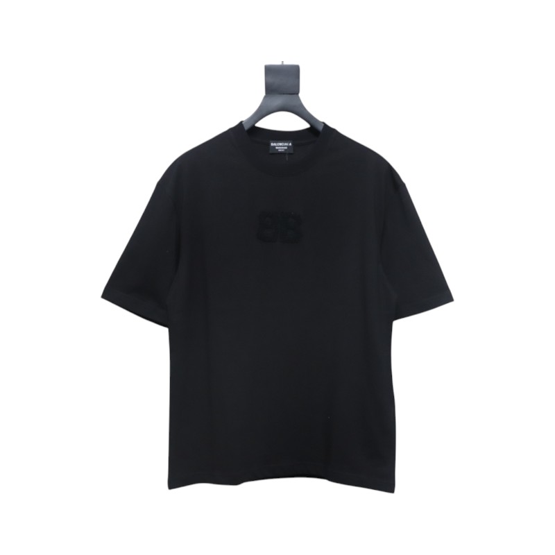 Balenciaga 25ss Double B towel embroidered short sleeve black