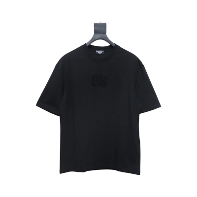 Balenciaga 25ss Double B towel embroidered short sleeve black 01