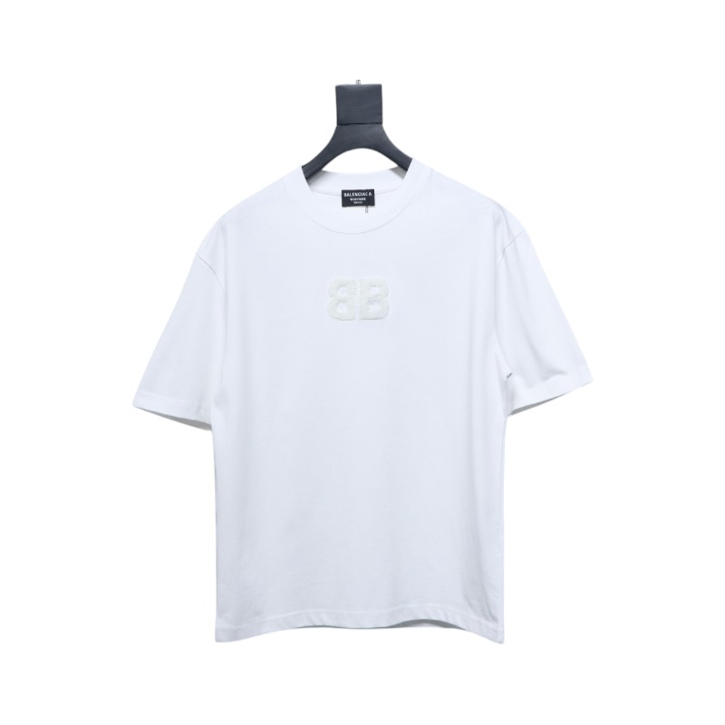 Balenciaga 25ss Double B towel embroidered short sleeve White