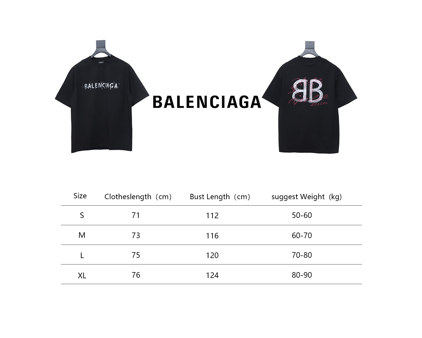 Balenciaga 25ss Letter Double B Hand-painted Washed Hole Short Sleeve T-shirt Black
