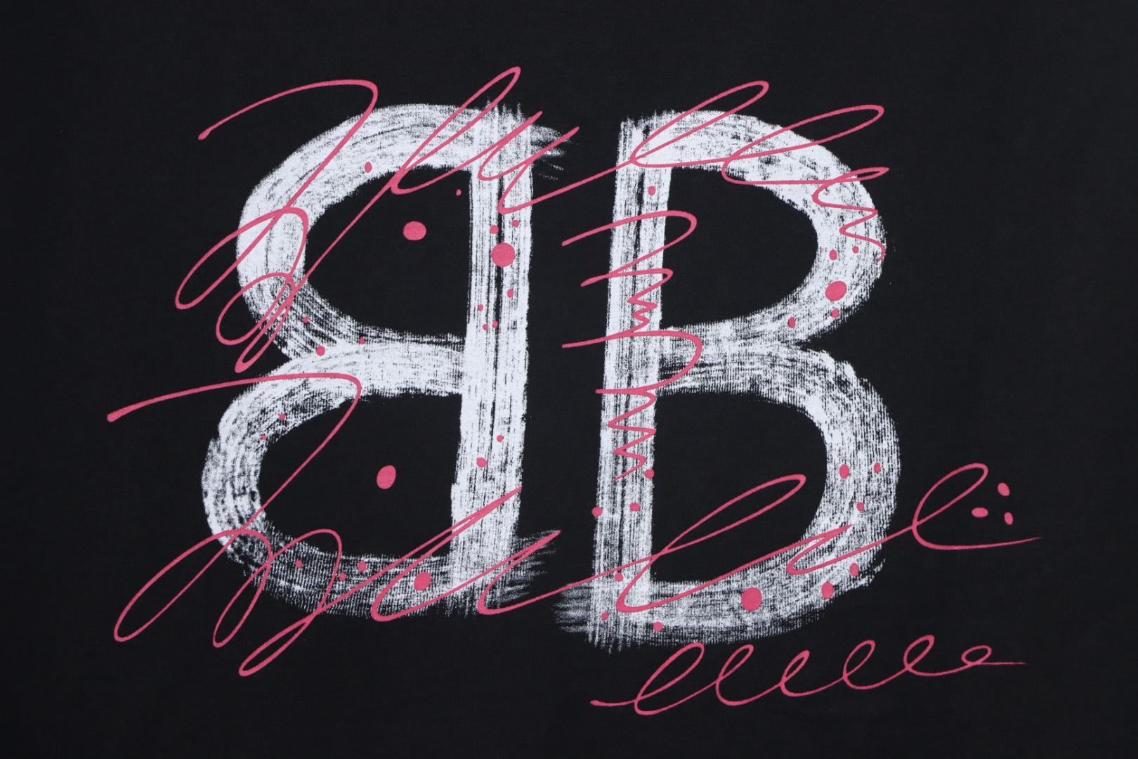 Balenciaga 25ss Letter Double B Hand-painted Washed Hole Short Sleeve T-shirt Black
