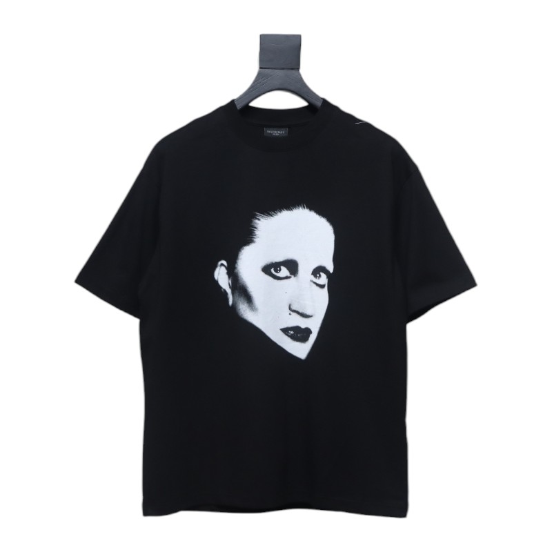 Balenciaga 25ss Mina Music Series Portrait and Album Printed Outline Short Sleeve T-shirt