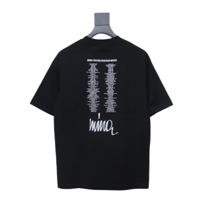 Balenciaga 25ss Mina Music Series Portrait and Album Printed Outline Short Sleeve T-shirt 02