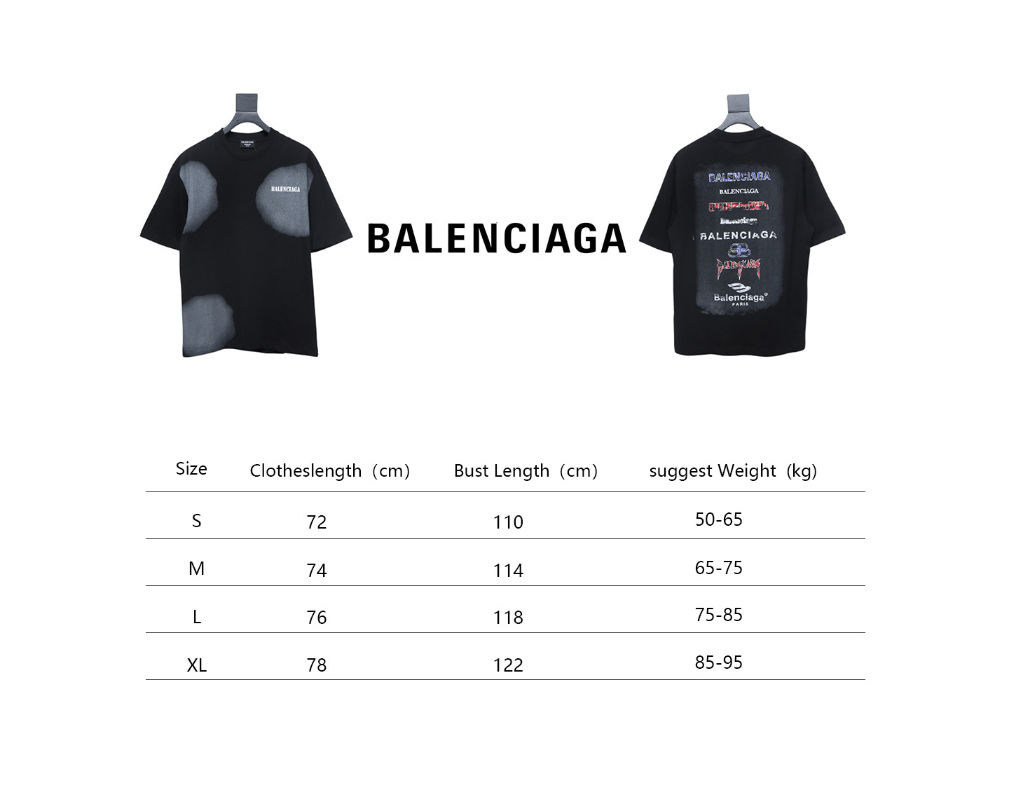 Balenciaga 25ss mottled back short sleeves black