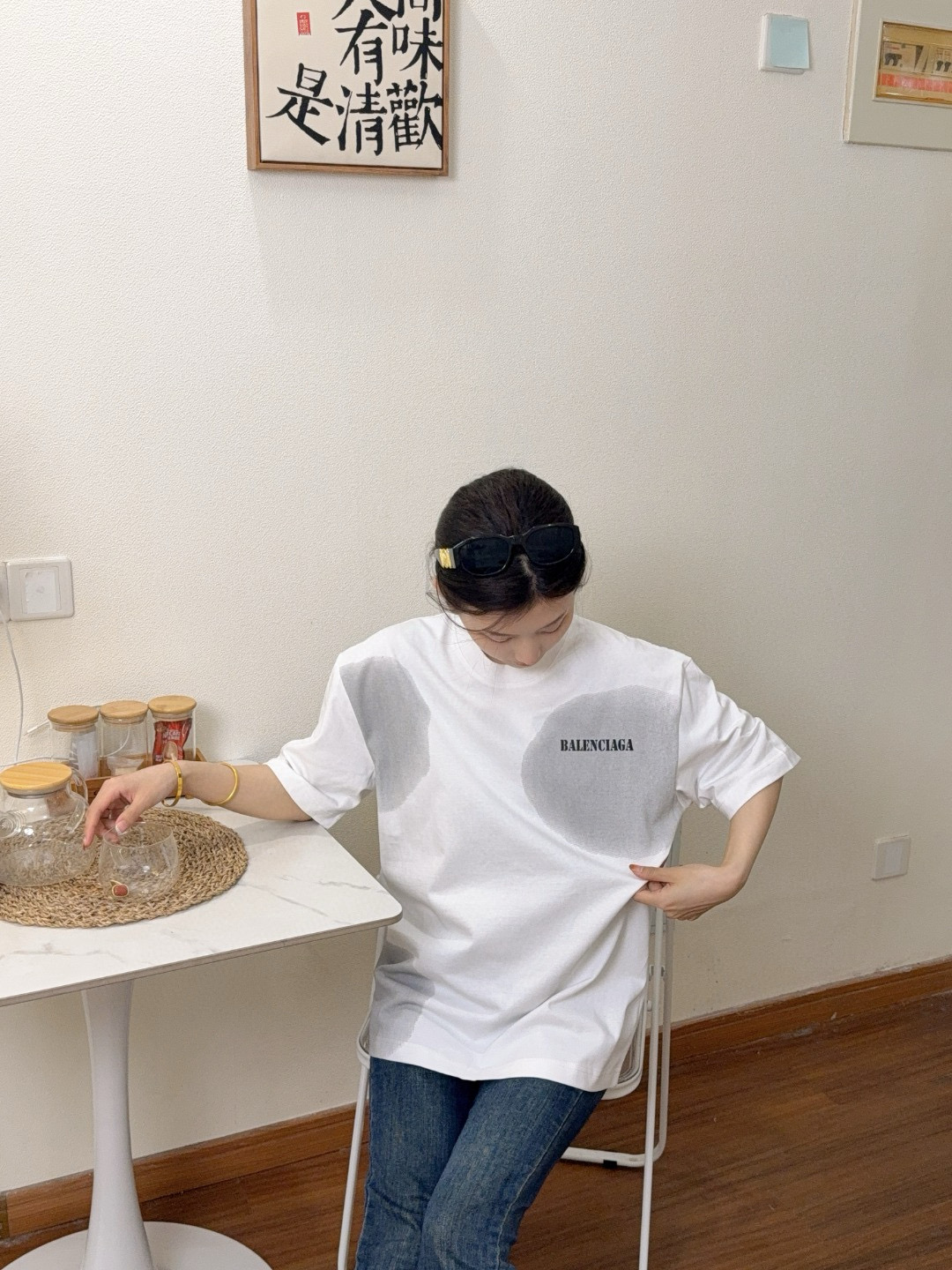 Balenciaga 25ss mottled back short sleeves White