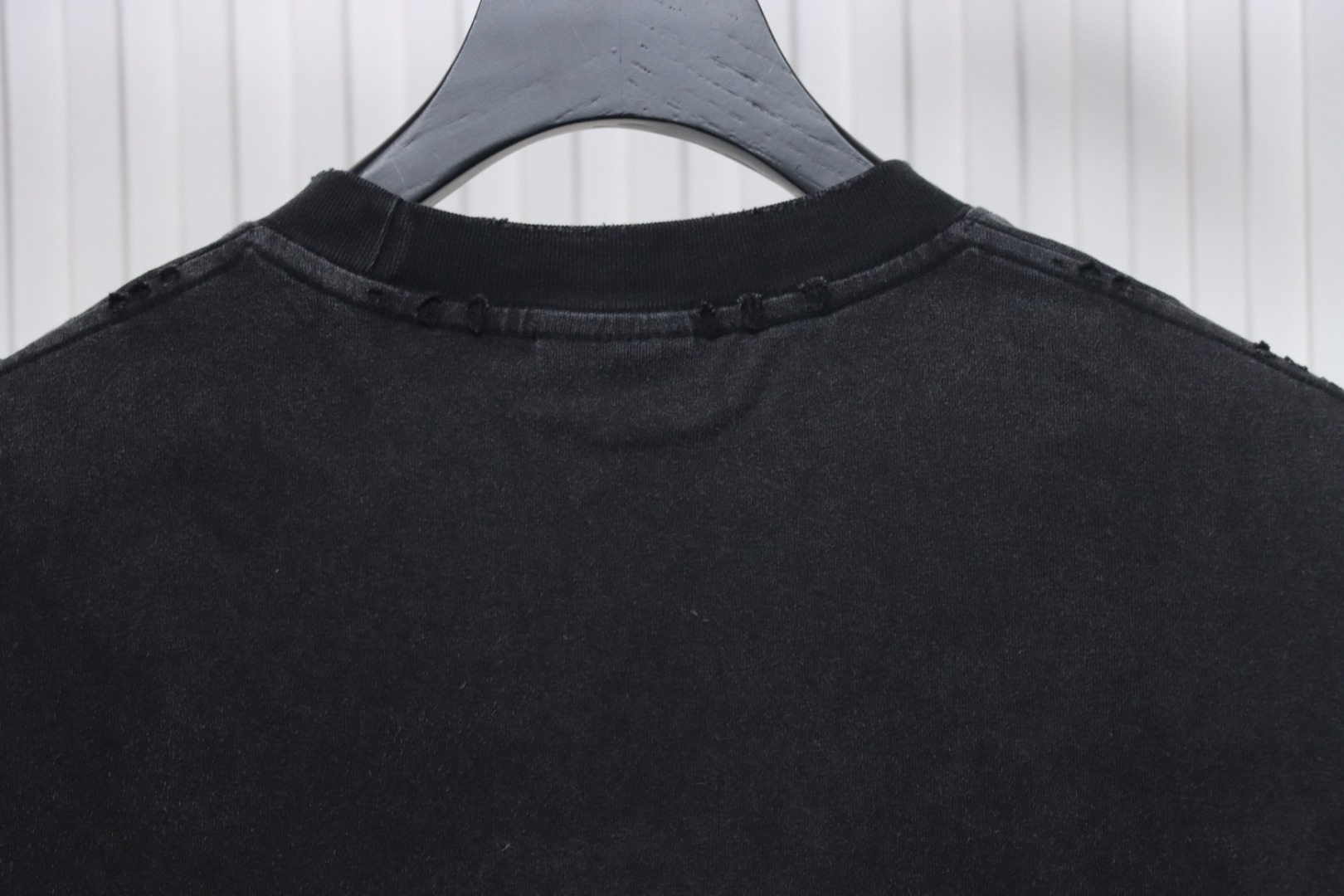 Balenciaga 25ss reverse letter double B print washed ripped short-sleeved T-shirt black