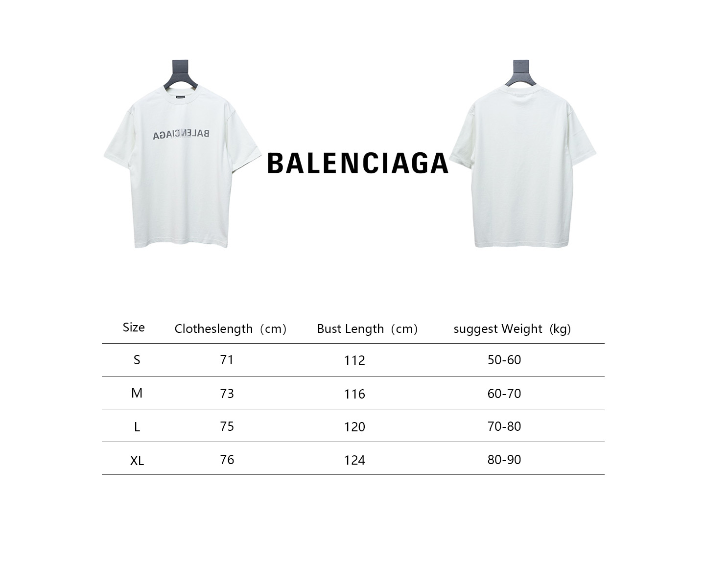 Balenciaga 25ss reverse letter double B print washed ripped short-sleeved T-shirt White