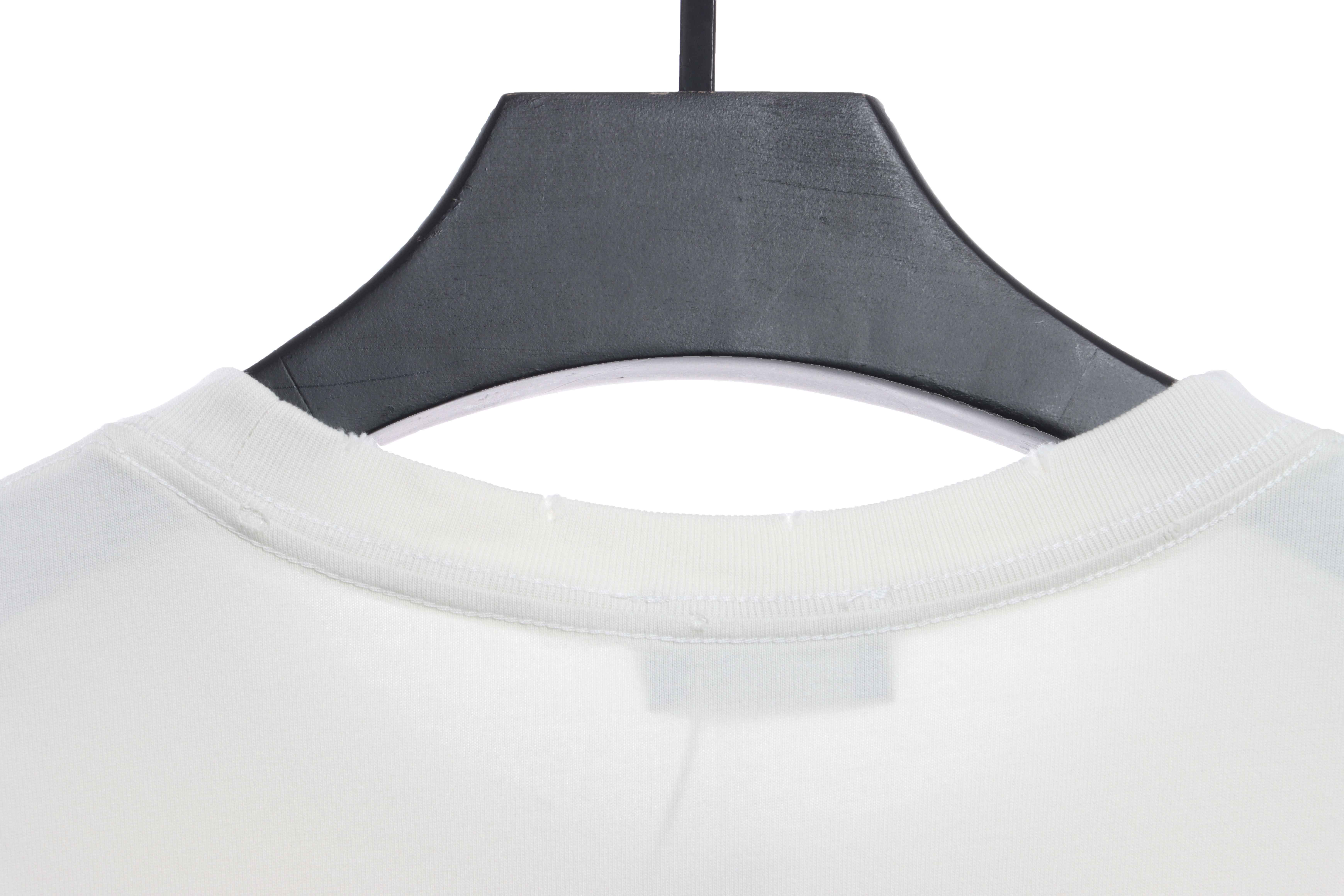 Balenciaga BB badge destroyed embroidered short sleeves white