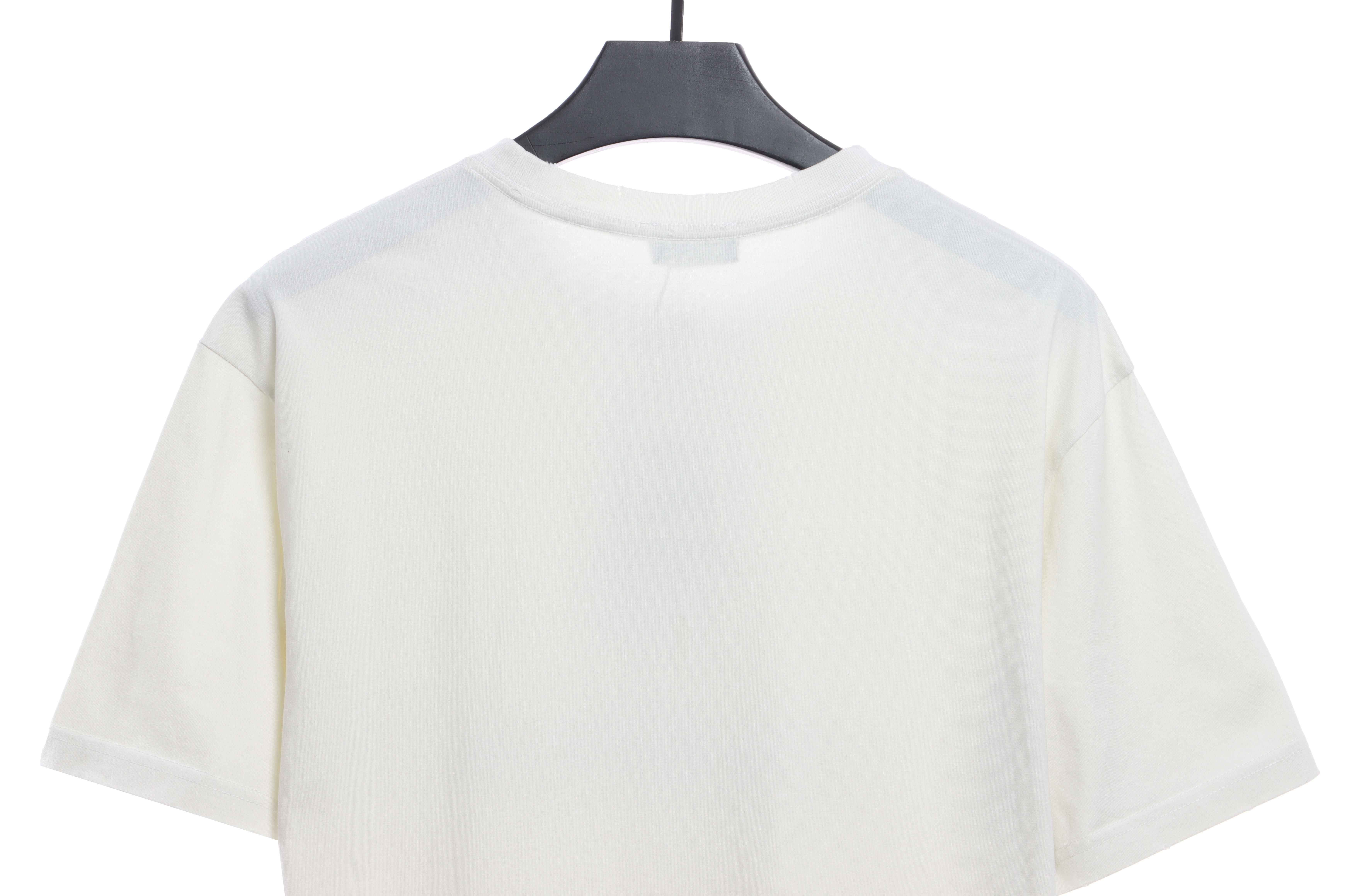 Balenciaga BB badge destroyed embroidered short sleeves white