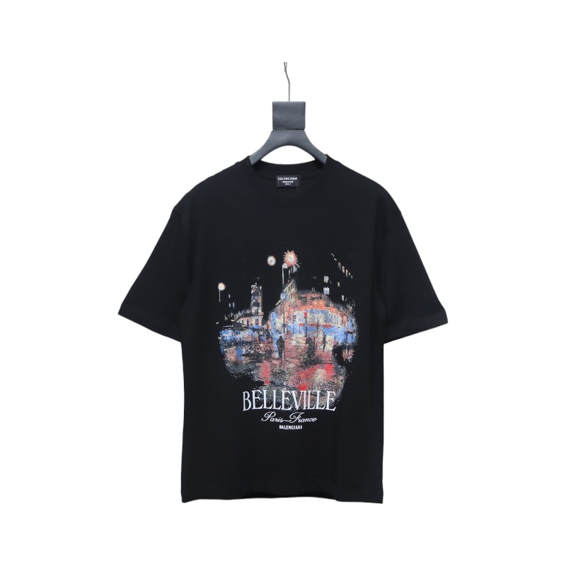 Balenciaga BLCG Night Scene Printed Short Sleeve T-shirt Black