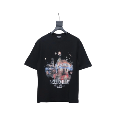 Balenciaga BLCG Night Scene Printed Short Sleeve T-shirt Black 01