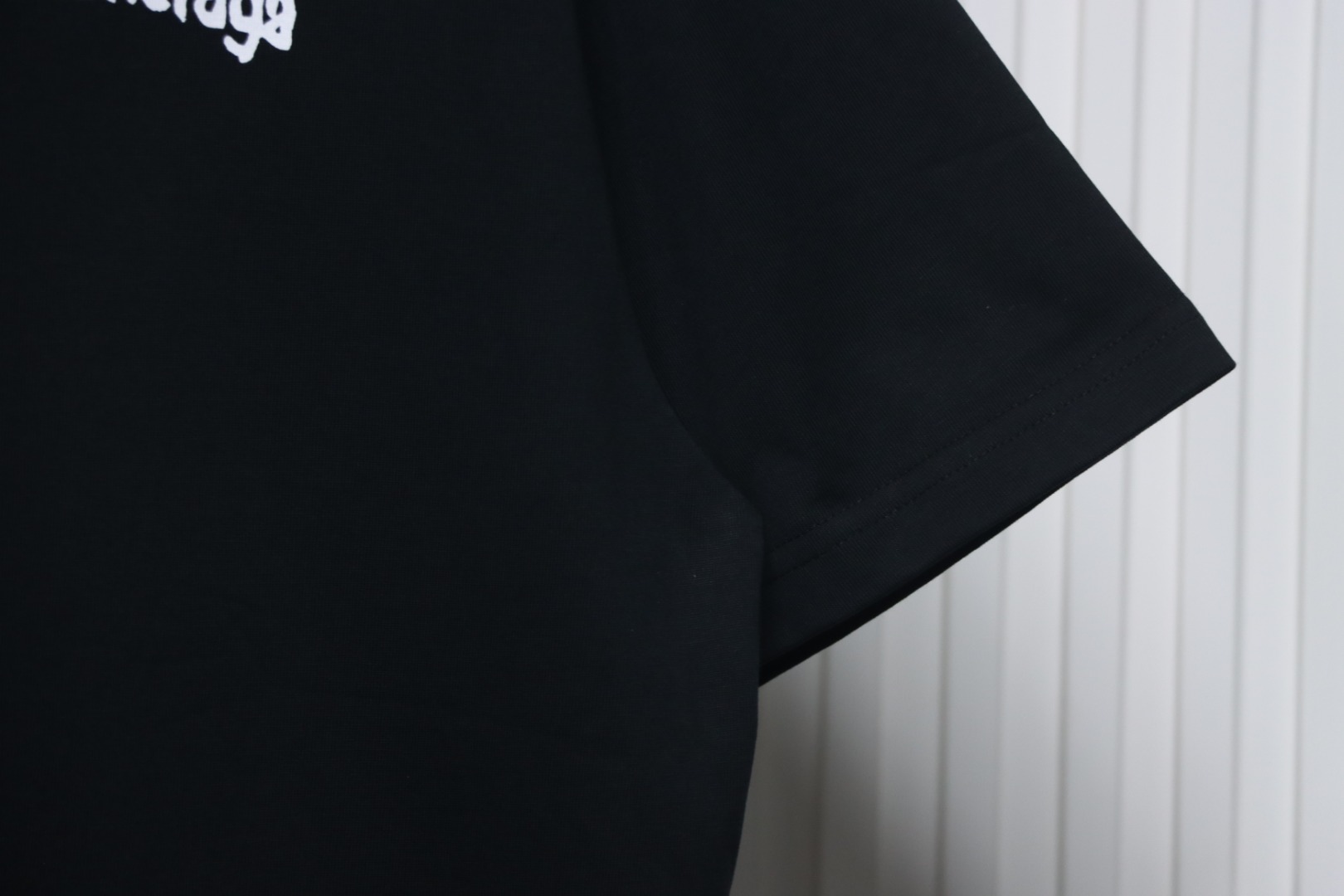 Balenciaga Classic Front and Back Letter Printed Short Sleeve Black