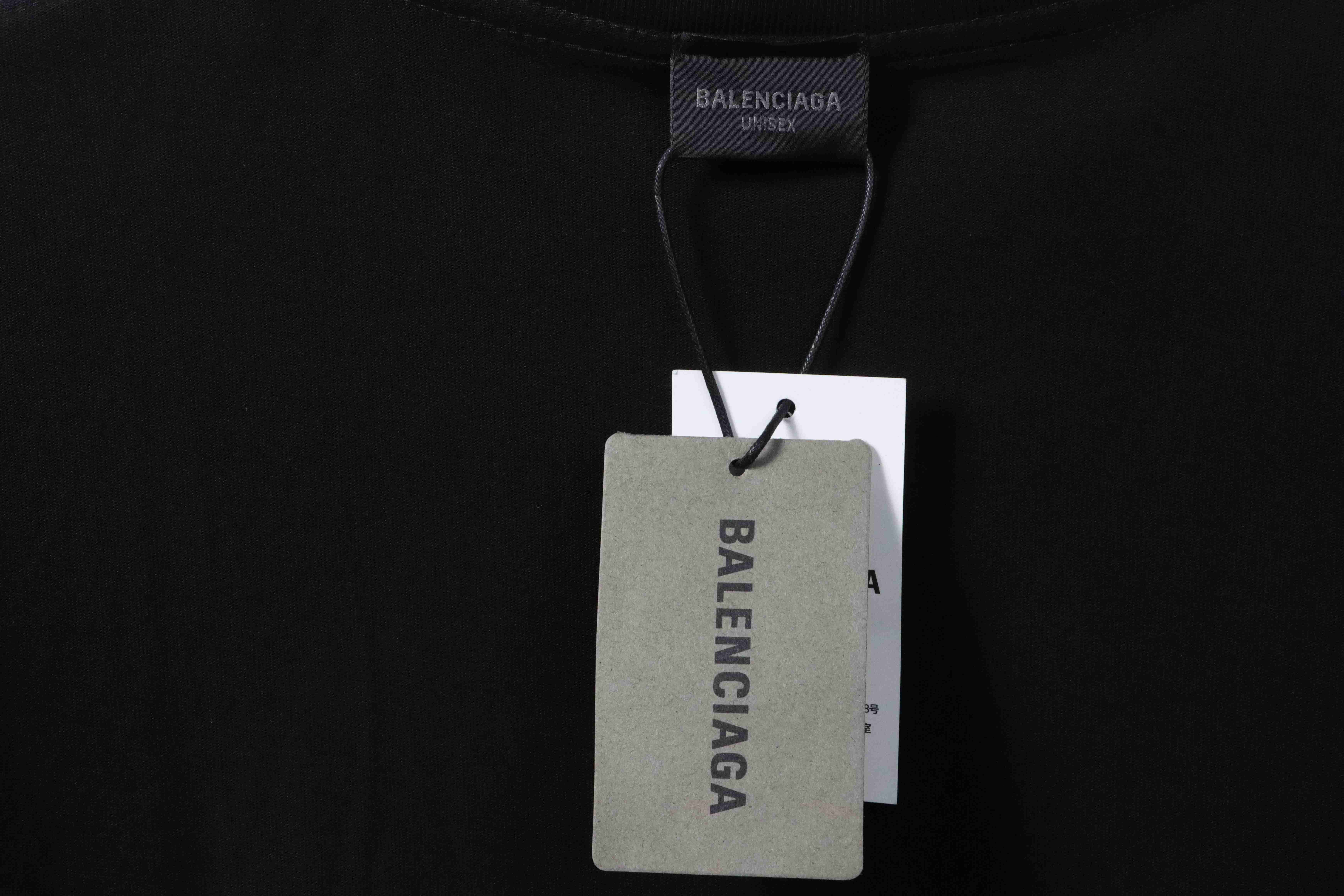 Balenciaga co-branded eBay embroidered letter short sleeve black
