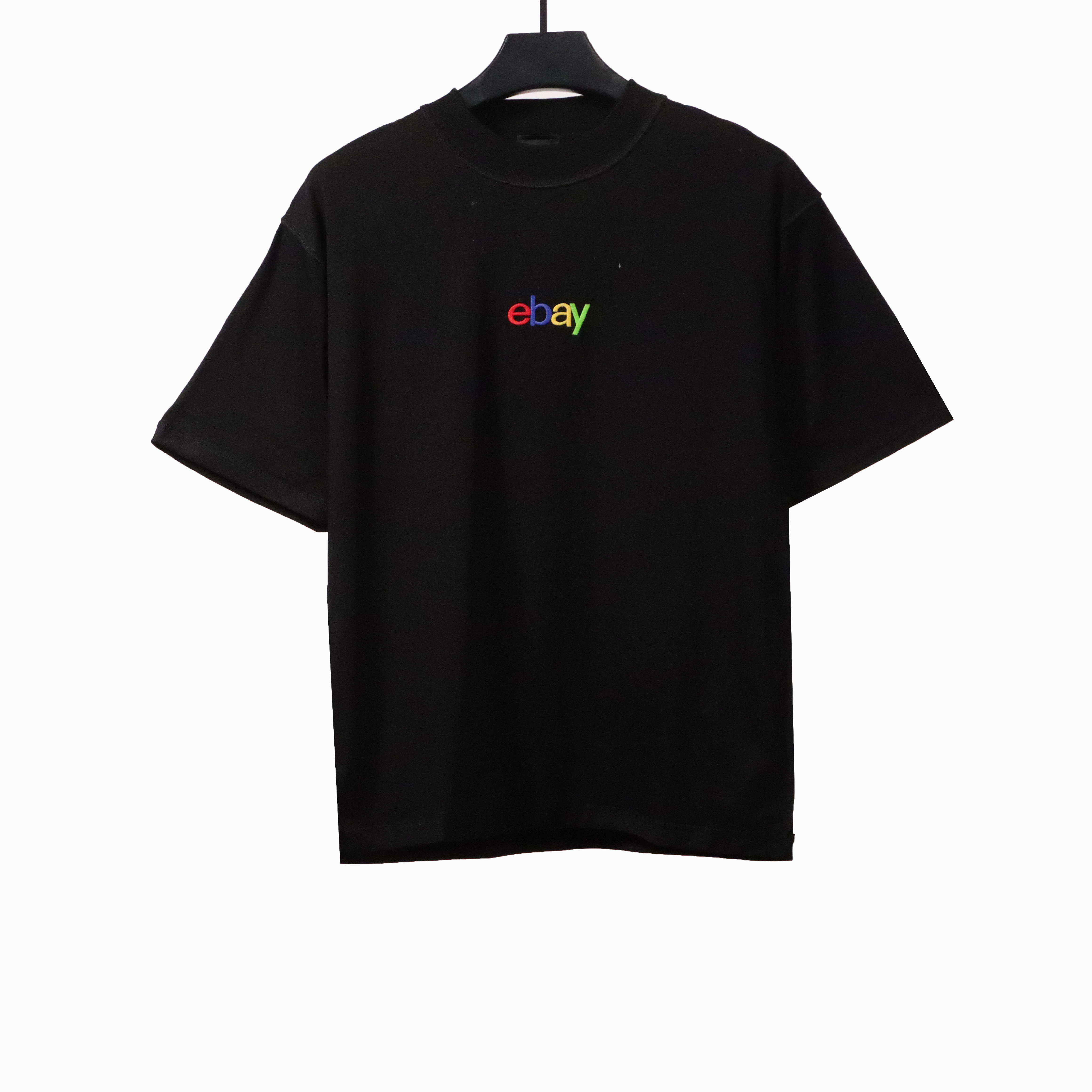 Balenciaga co-branded eBay embroidered letter short sleeve black
