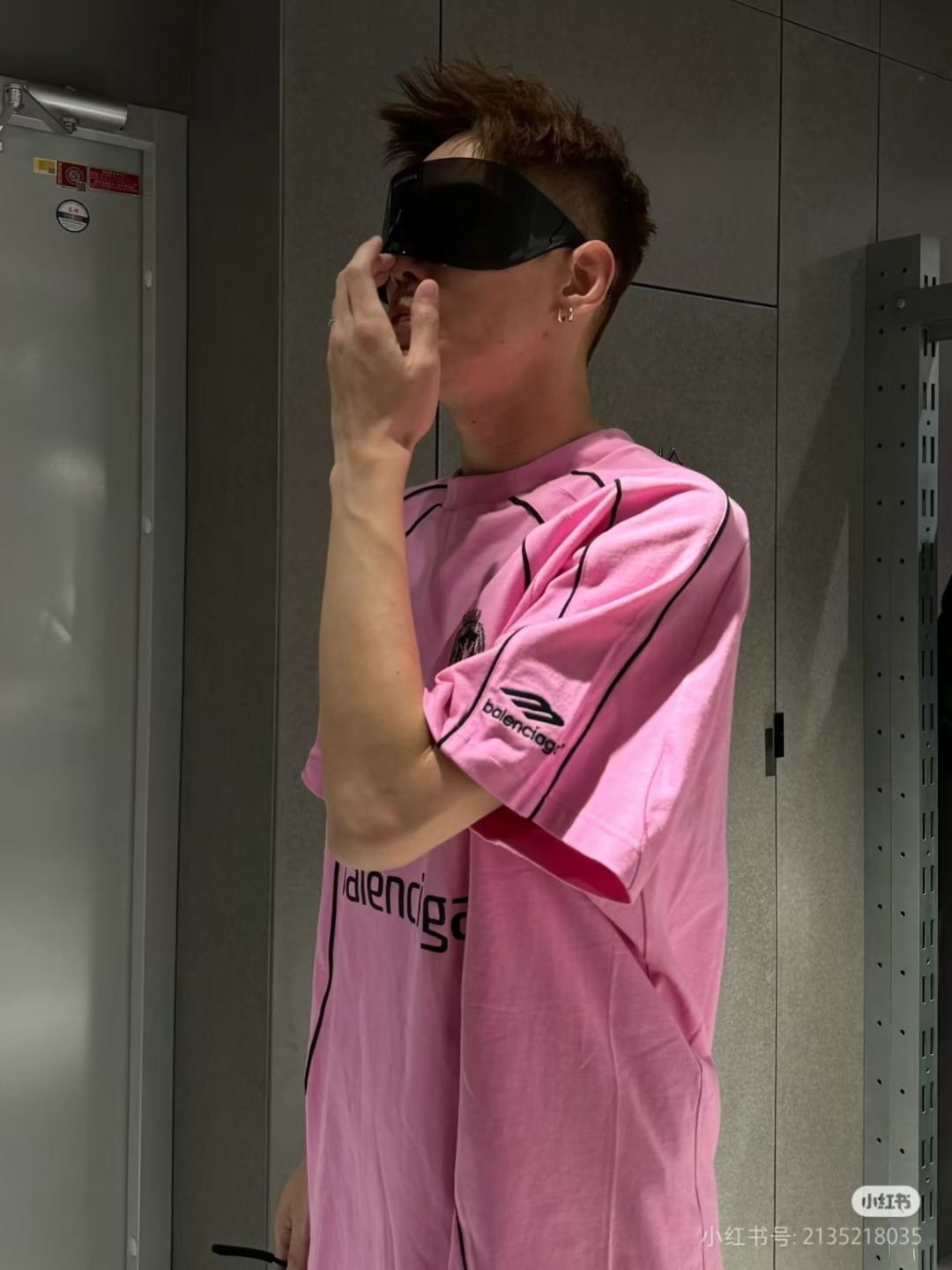 Balenciaga co-branded Manchester United football embroidered short-sleeve Pink