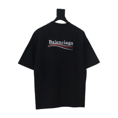 Balenciaga Coke Letters Embroidered Short Sleeve Black 02