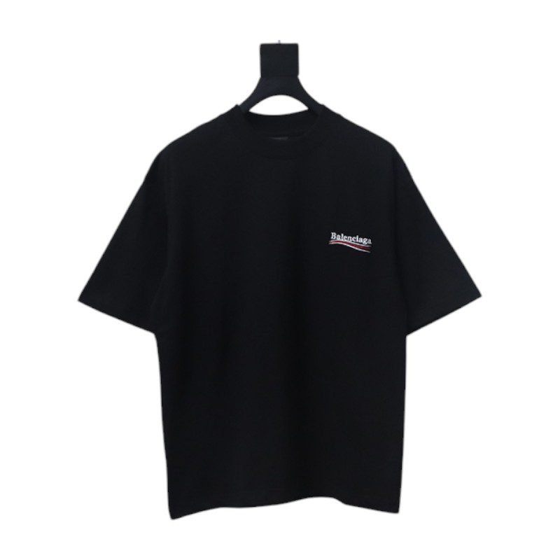Balenciaga Coke Letters Embroidered Short Sleeve Black