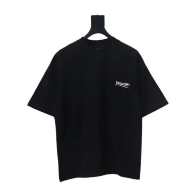 Balenciaga Coke Letters Embroidered Short Sleeve Black 01