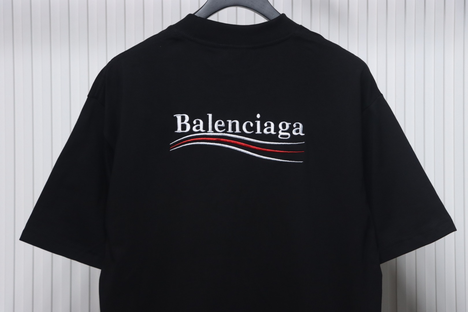 Balenciaga Coke Letters Embroidered Short Sleeve Black