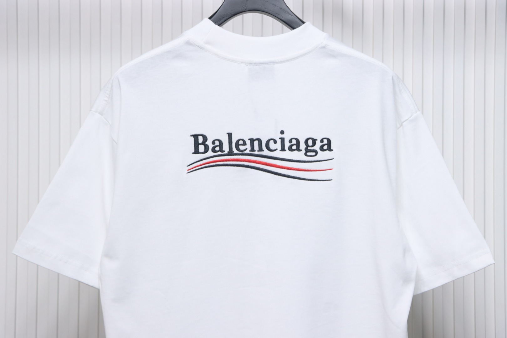 Balenciaga Coke Letters Embroidered Short Sleeve White