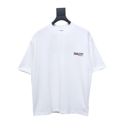 Balenciaga Coke Letters Embroidered Short Sleeve White 01