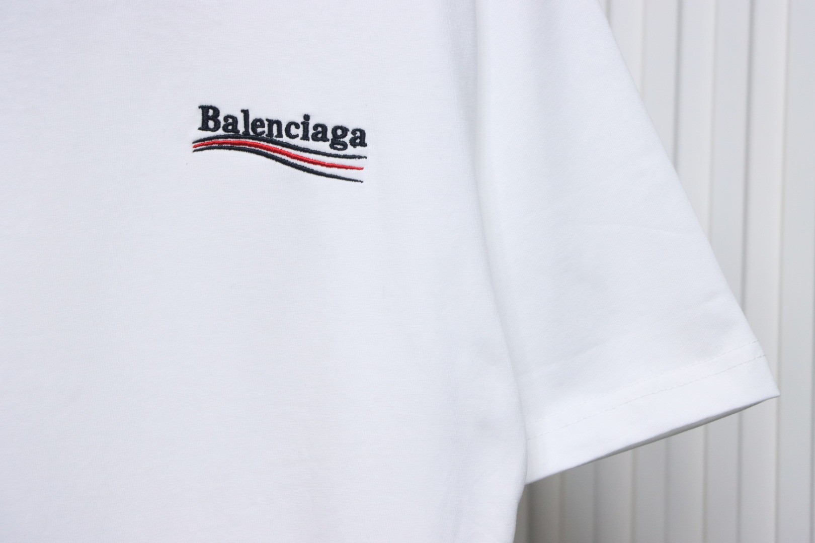 Balenciaga Coke Letters Embroidered Short Sleeve White