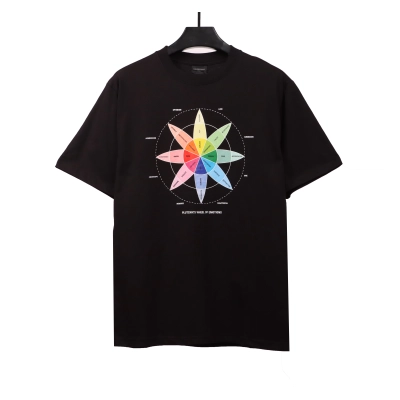 Balenciaga Colorful Petals Short Sleeve T-Shirt Black 01
