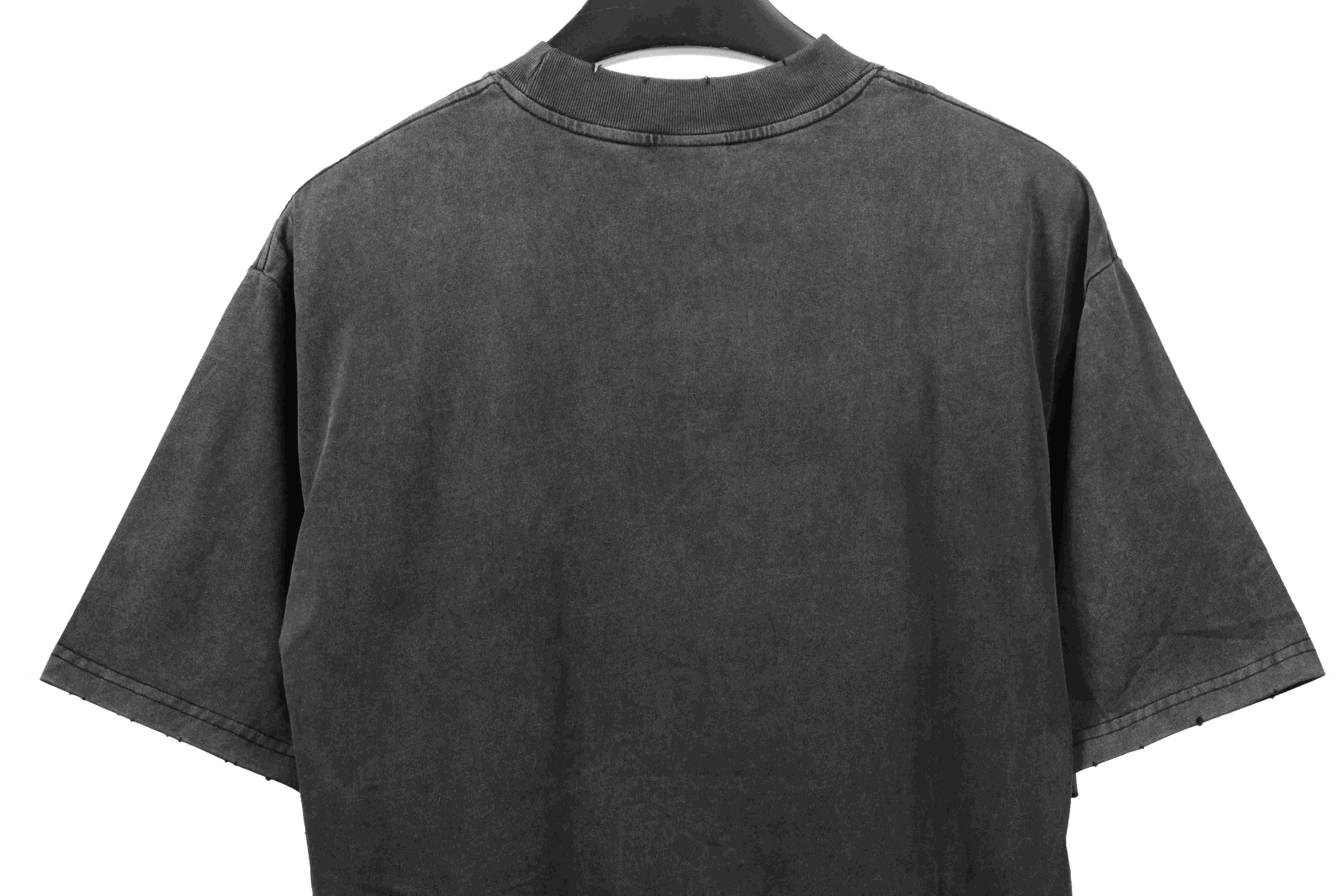 Balenciaga Distressed 1917 Wheat Ear Short Sleeves Black and Gray