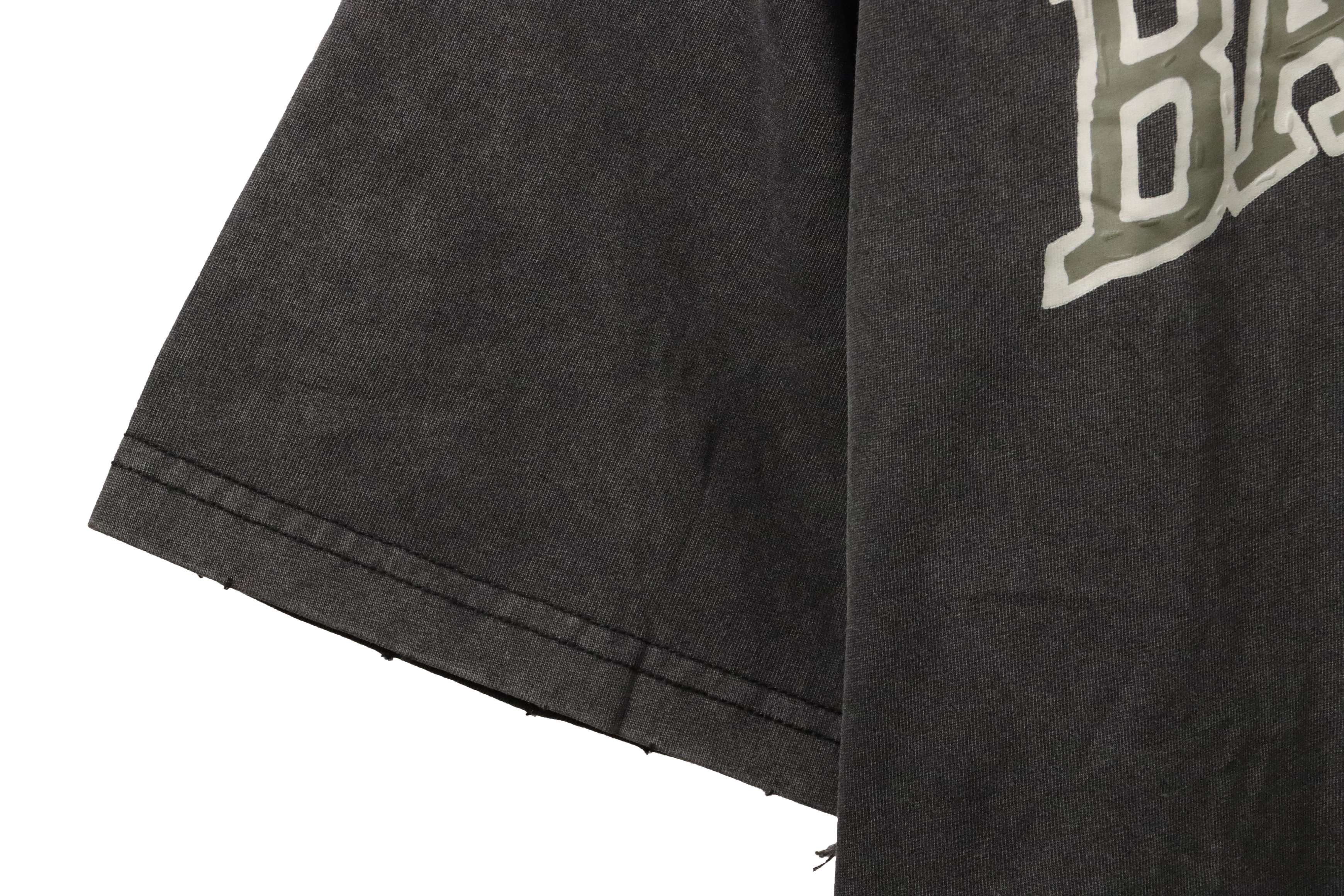 Balenciaga Distressed 1917 Wheat Ear Short Sleeves Black and Gray