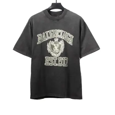 Balenciaga Distressed 1917 Wheat Ear Short Sleeves Black and Gray 01