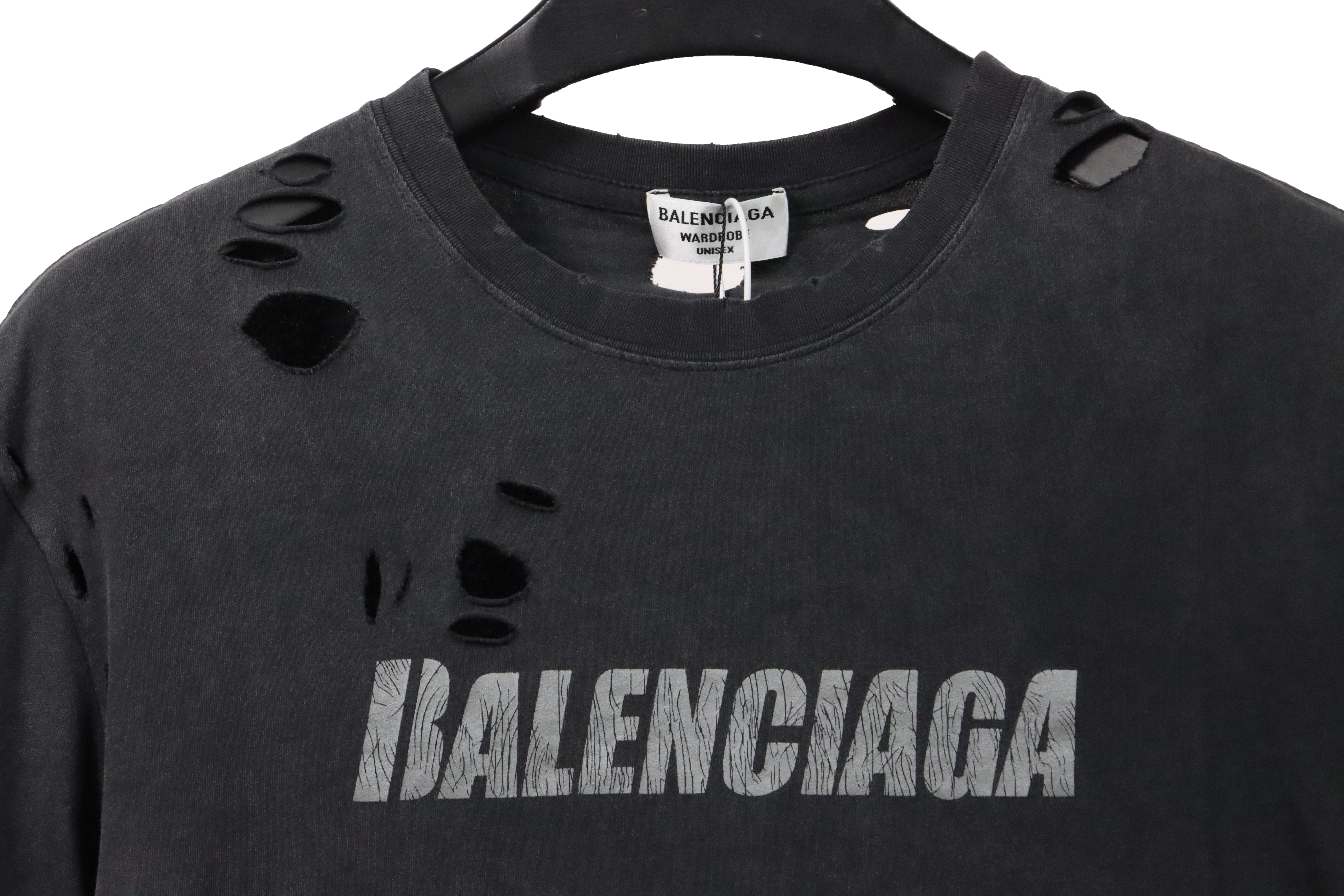 Balenciaga distressed short sleeves grey
