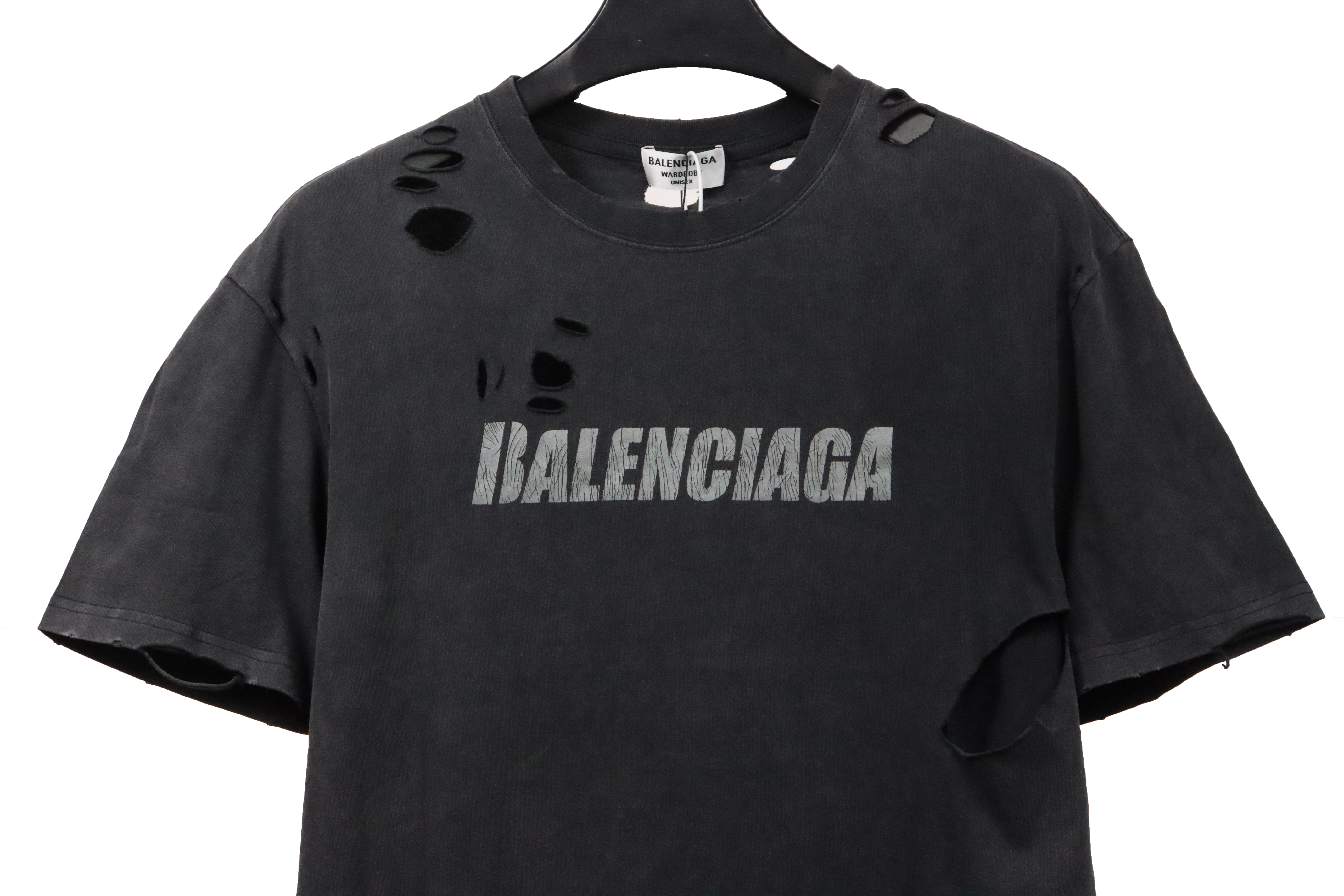 Balenciaga distressed short sleeves grey
