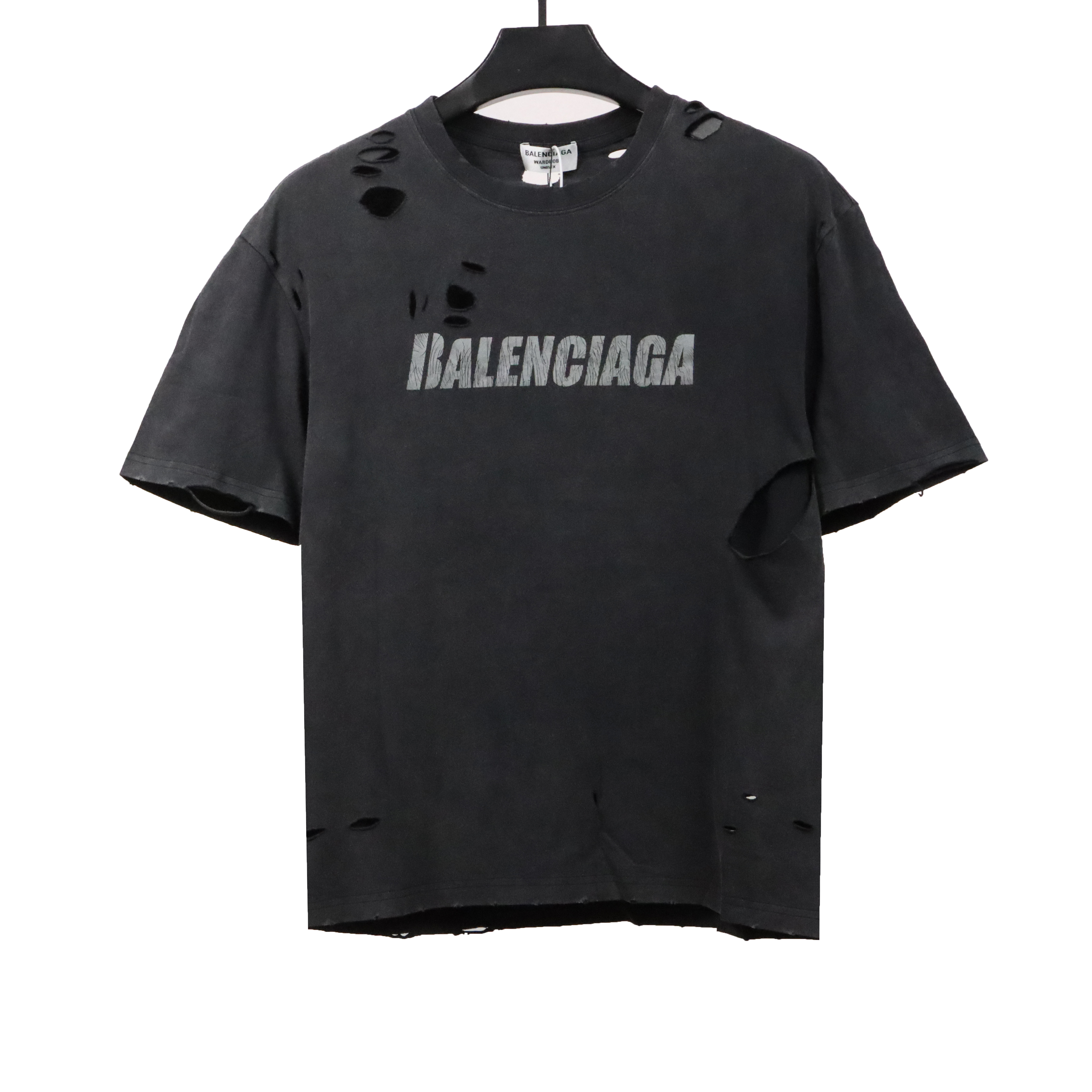 Balenciaga distressed short sleeves grey