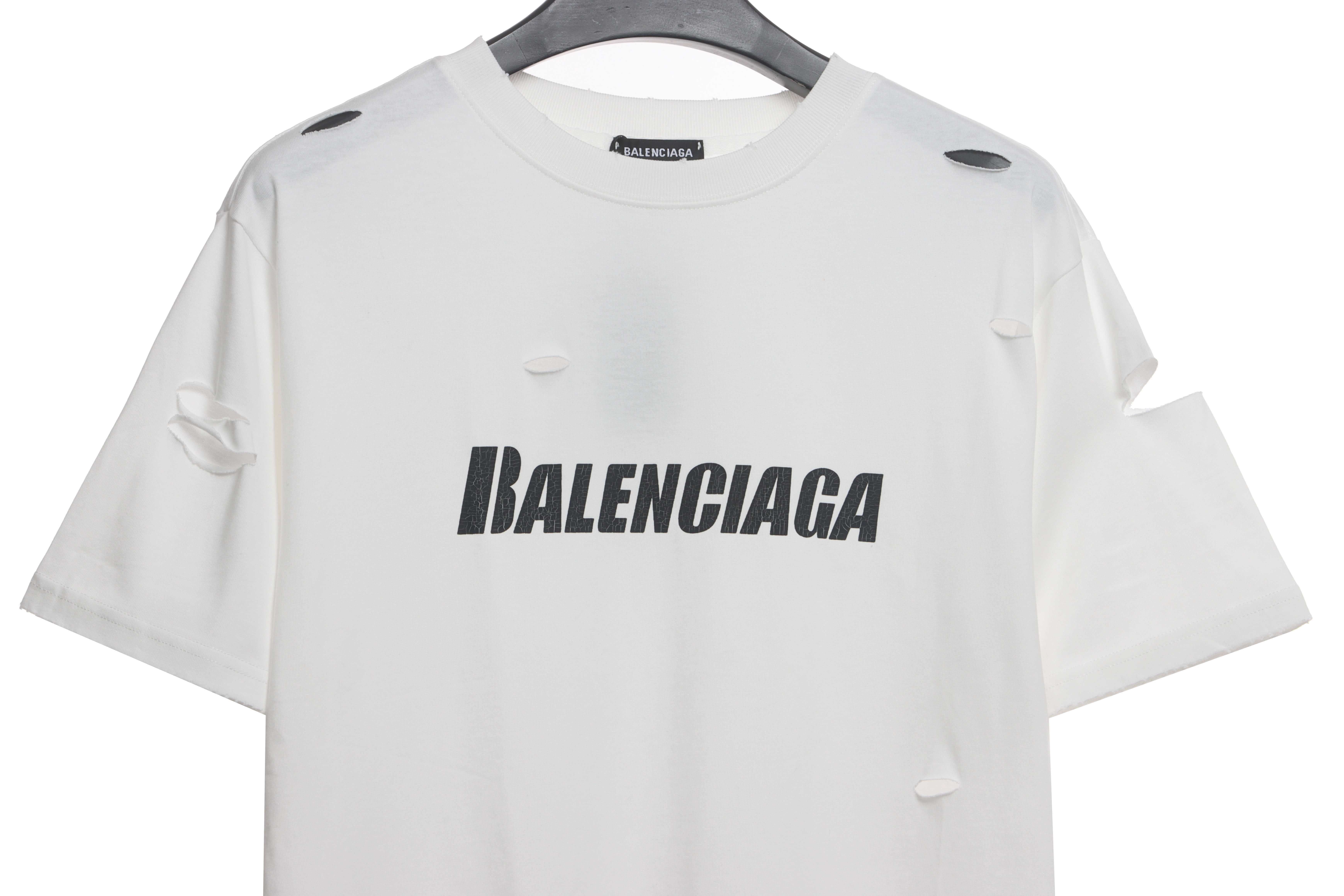 Balenciaga distressed short sleeves white