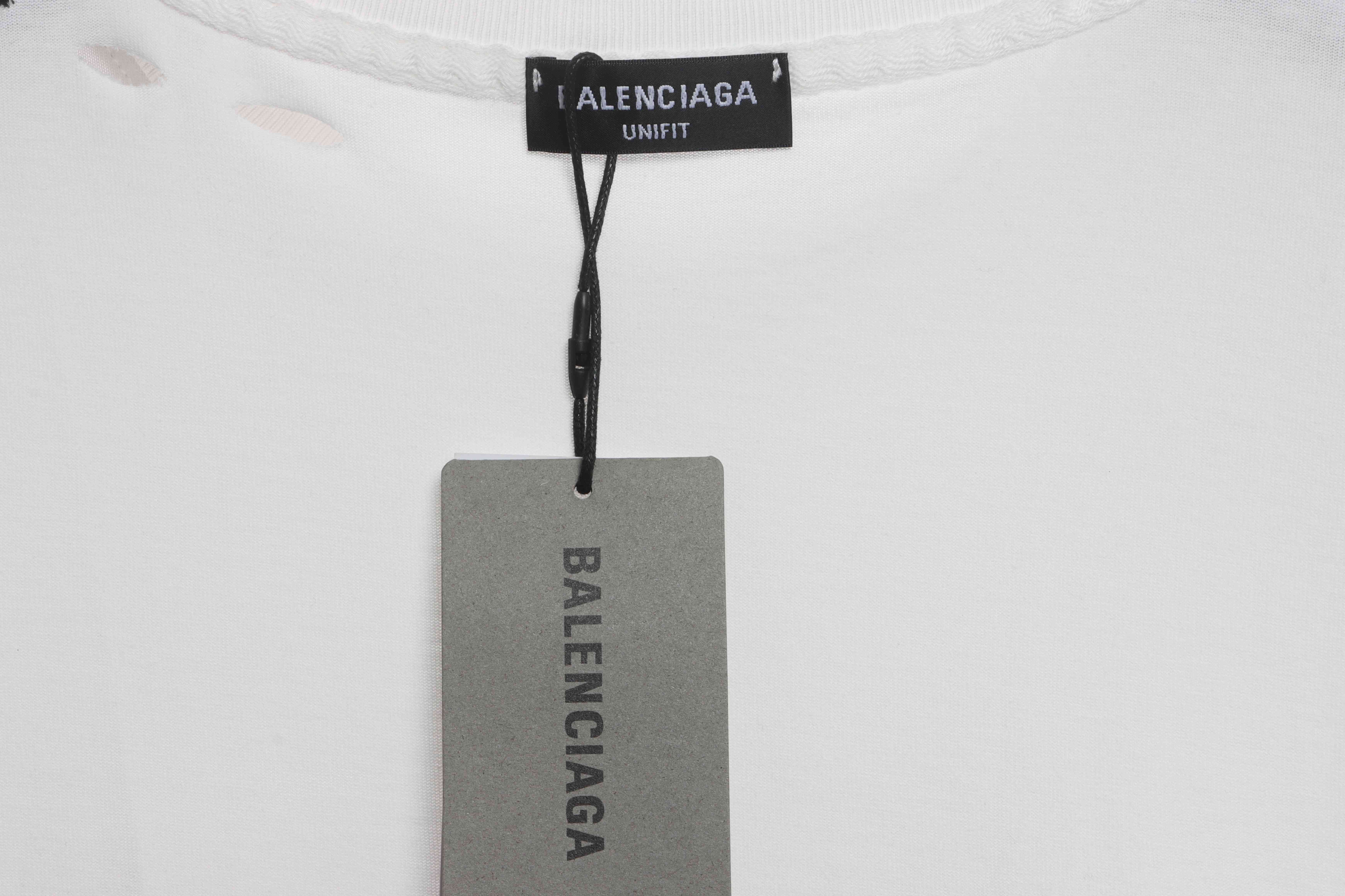 Balenciaga distressed short sleeves white