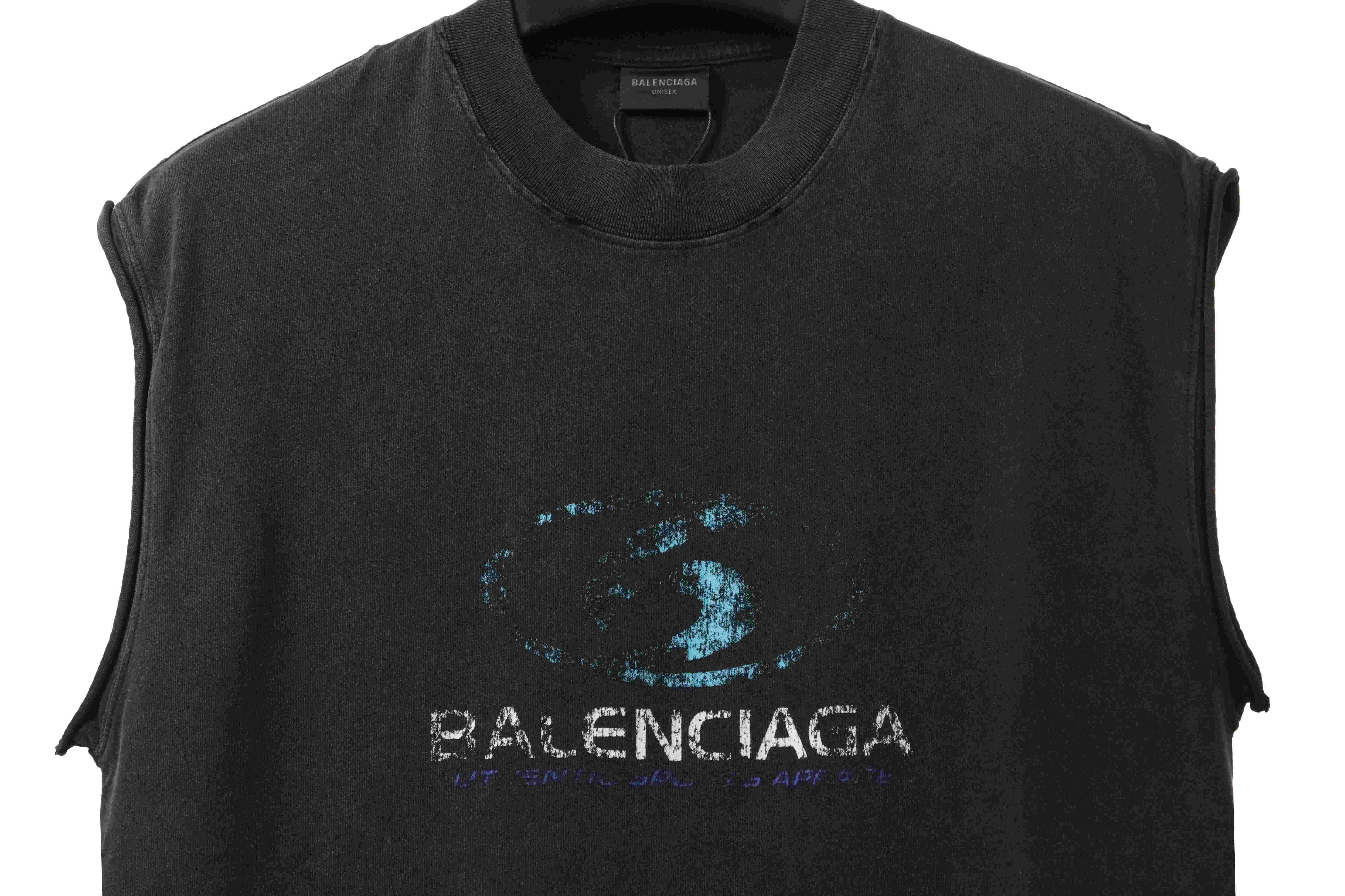 Balenciaga distressed washed surf vest black