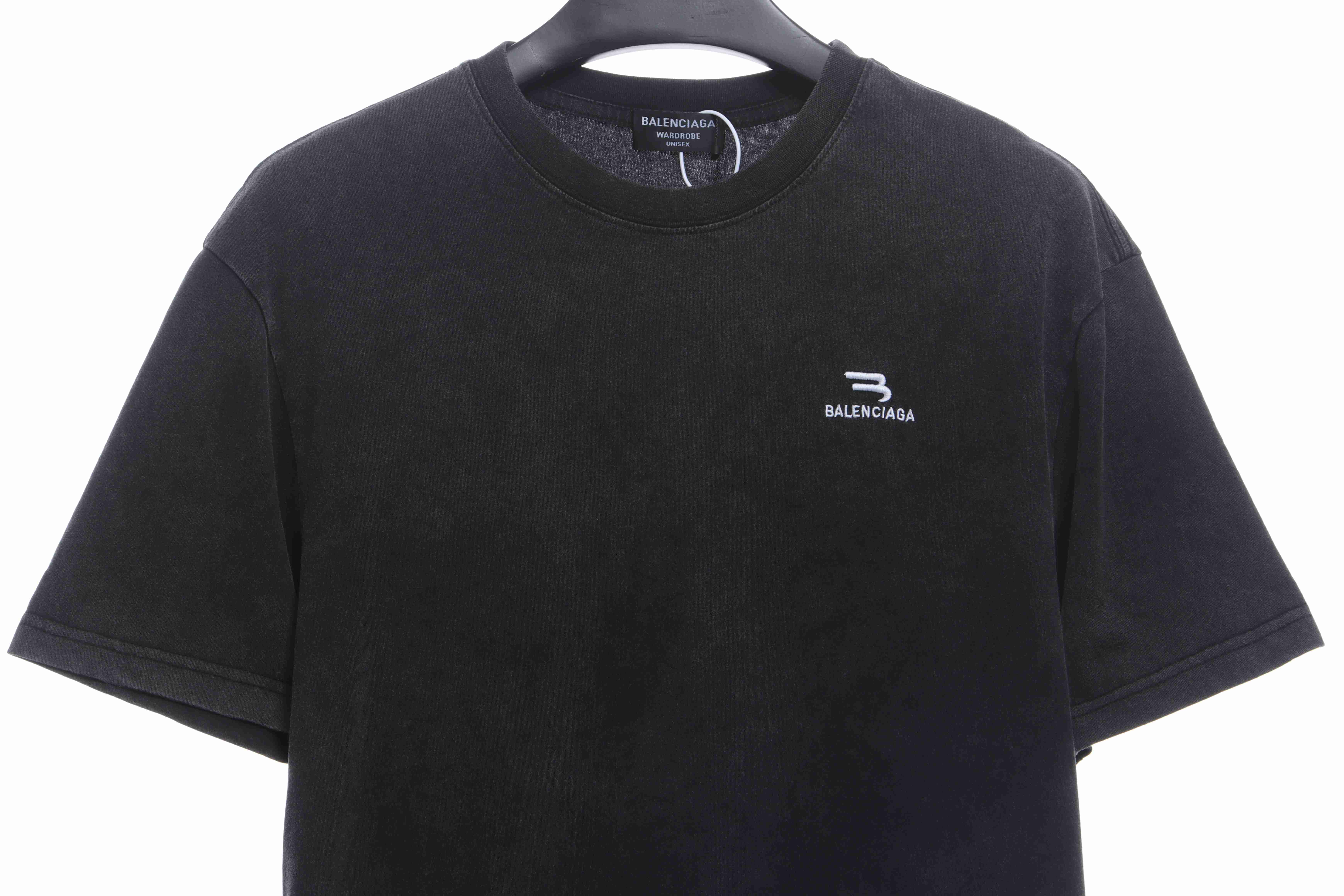 Balenciaga double hook logo embroidered short sleeves black