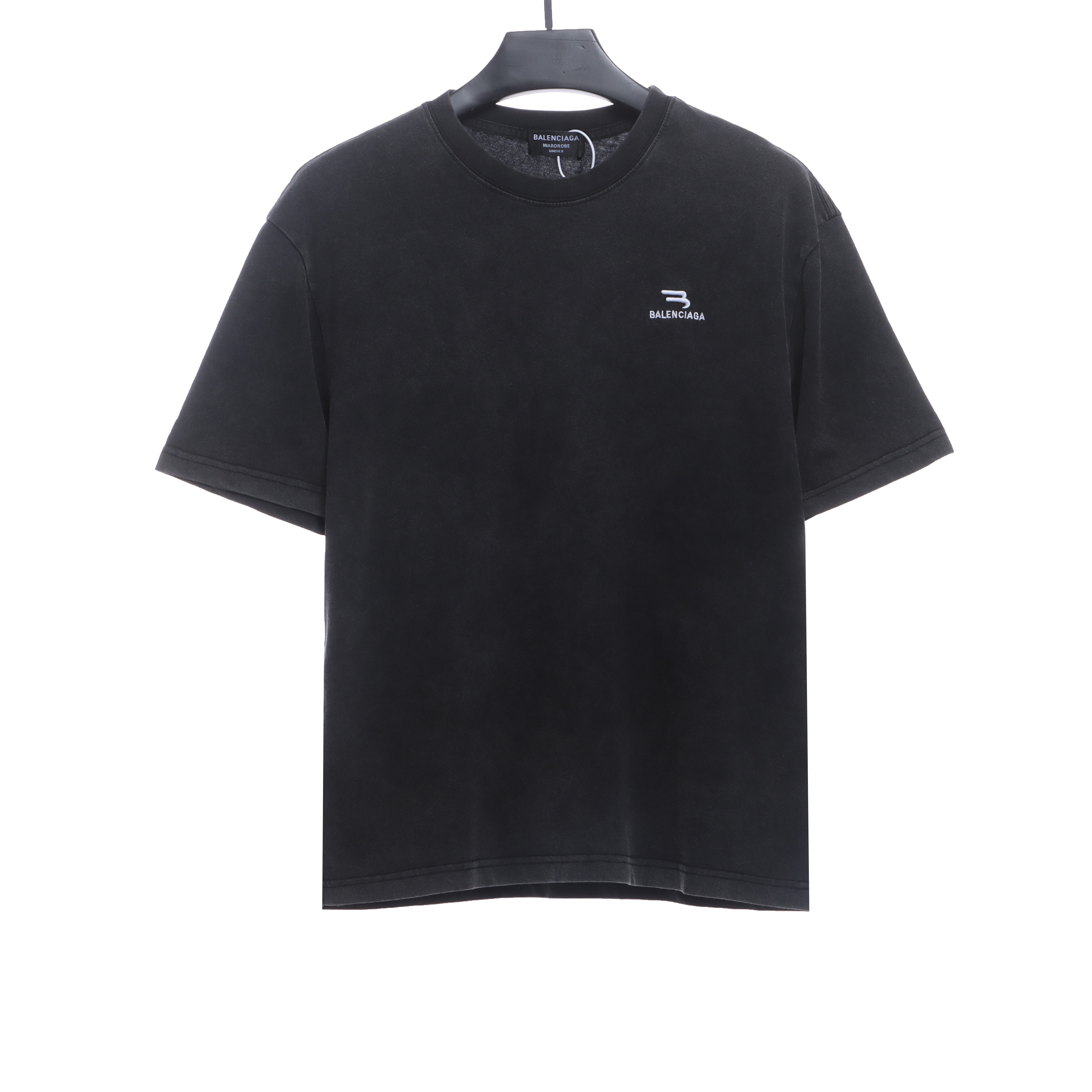 Balenciaga double hook logo embroidered short sleeves black
